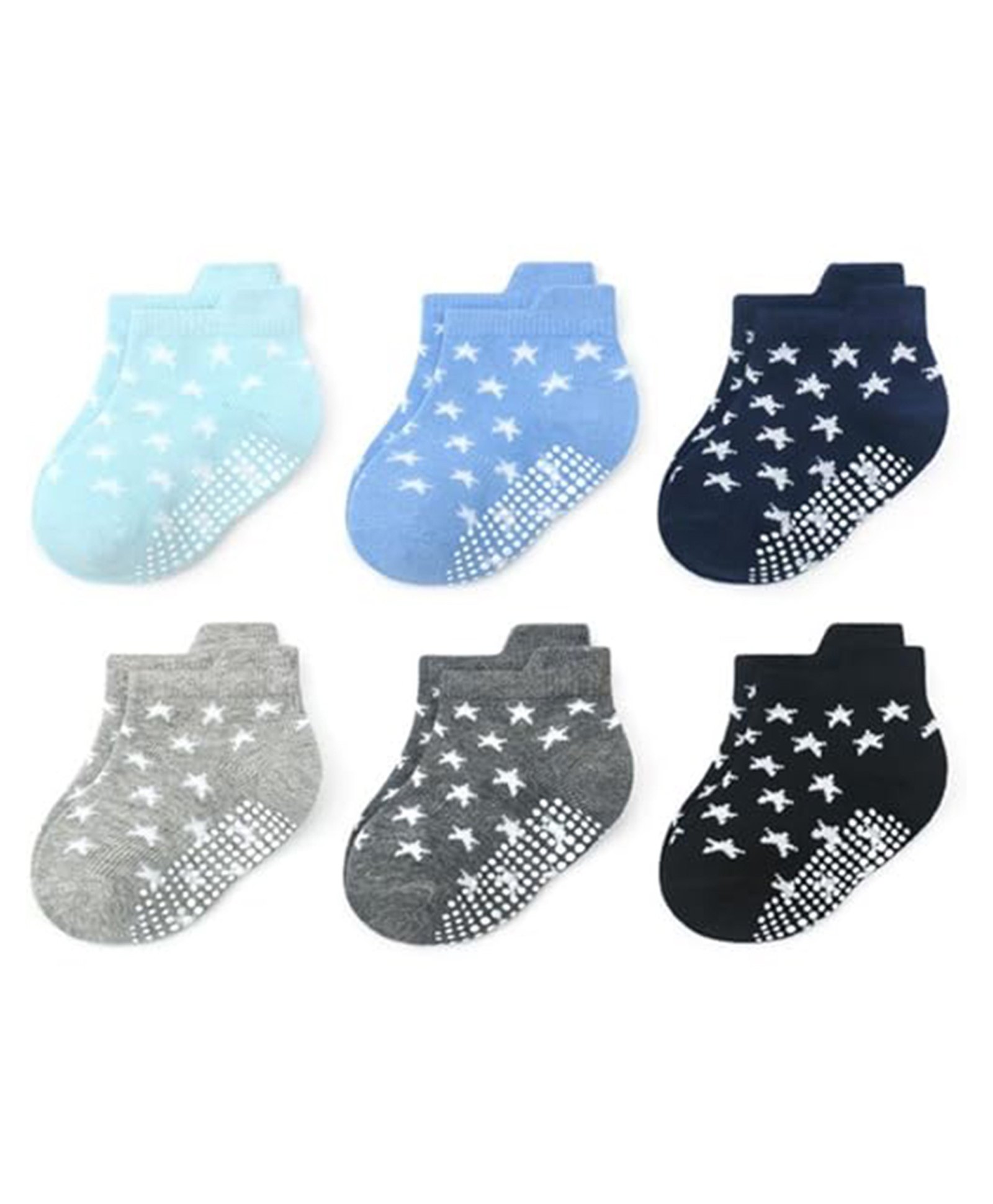 MOMISY Cotton Pack Of 6 Stars Printed Socks - Multi Colour-image-19