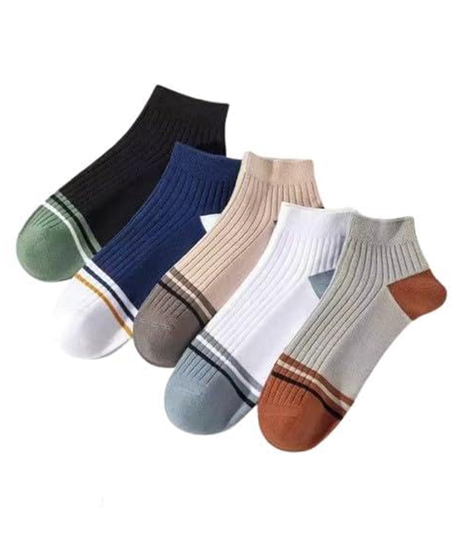 MOMISY Cotton Pack Of 5 Colour Blocked Socks - Multi Colour-image-15