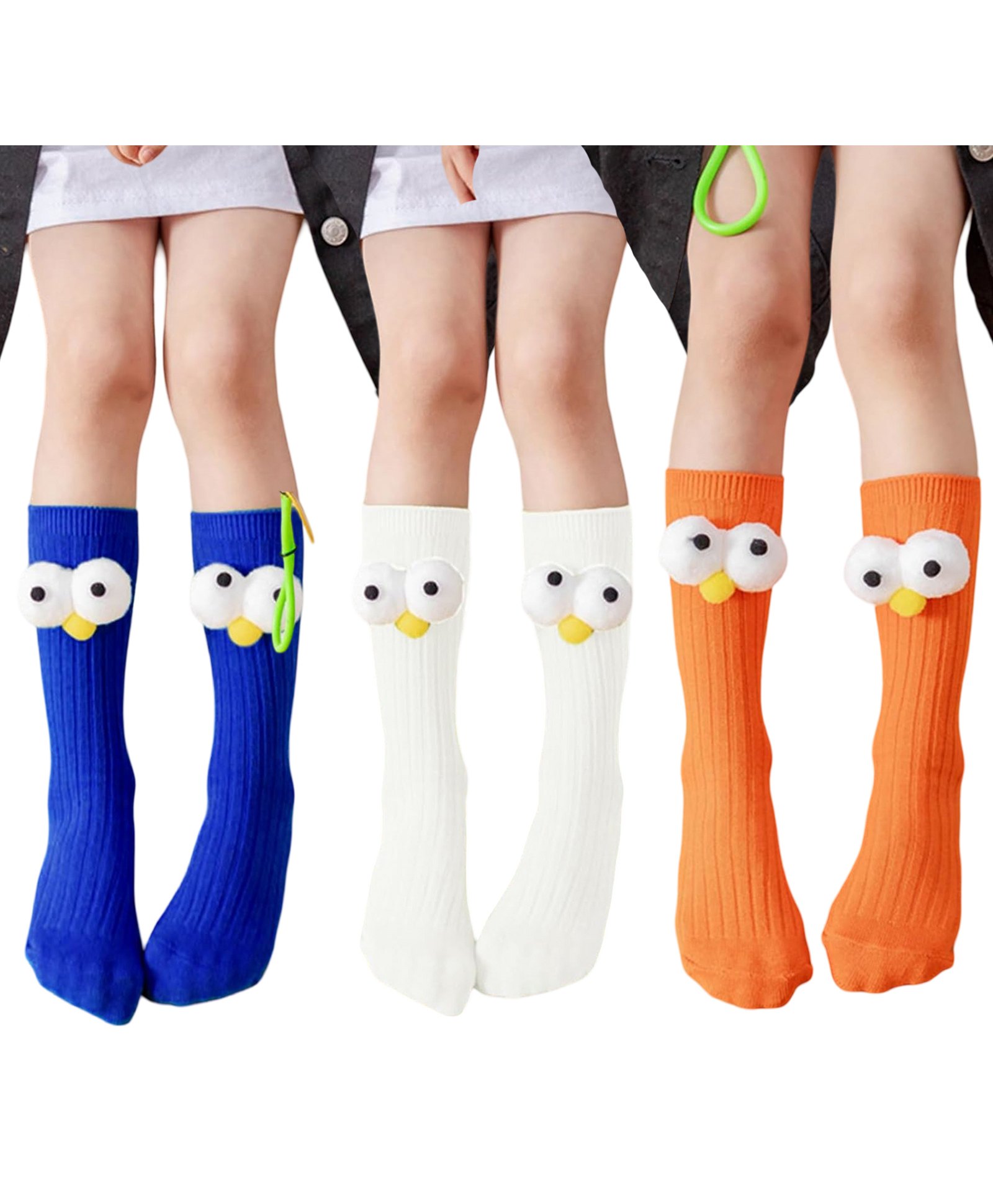 MOMISY Cotton Pack Of 3 Animal Eyes 3D Applique Detailed Socks - Multi Colour-image-28