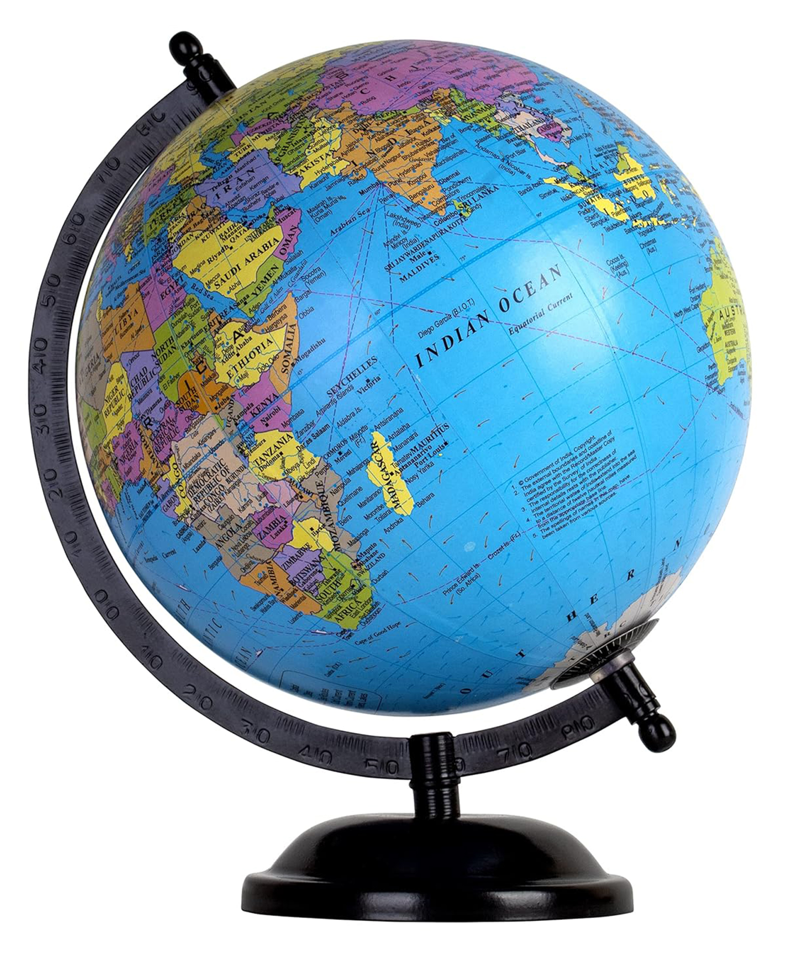 Magicwand STEM & STEAM Educational,Decorative Spinning Political Educational Laminated Rotating World Globe MADE IN INDIA 10" Black with Magnifier-image-44