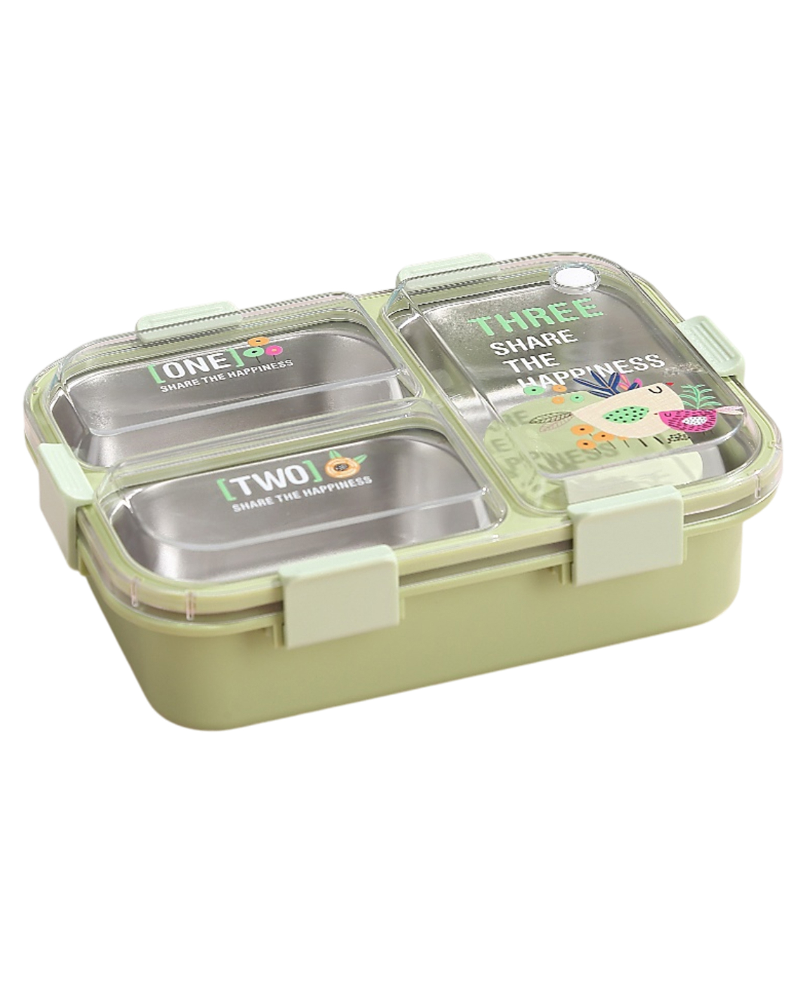Attro Stainless SteelLunch Box with 3 Compartment & Inner Container - Light Green-picture-46