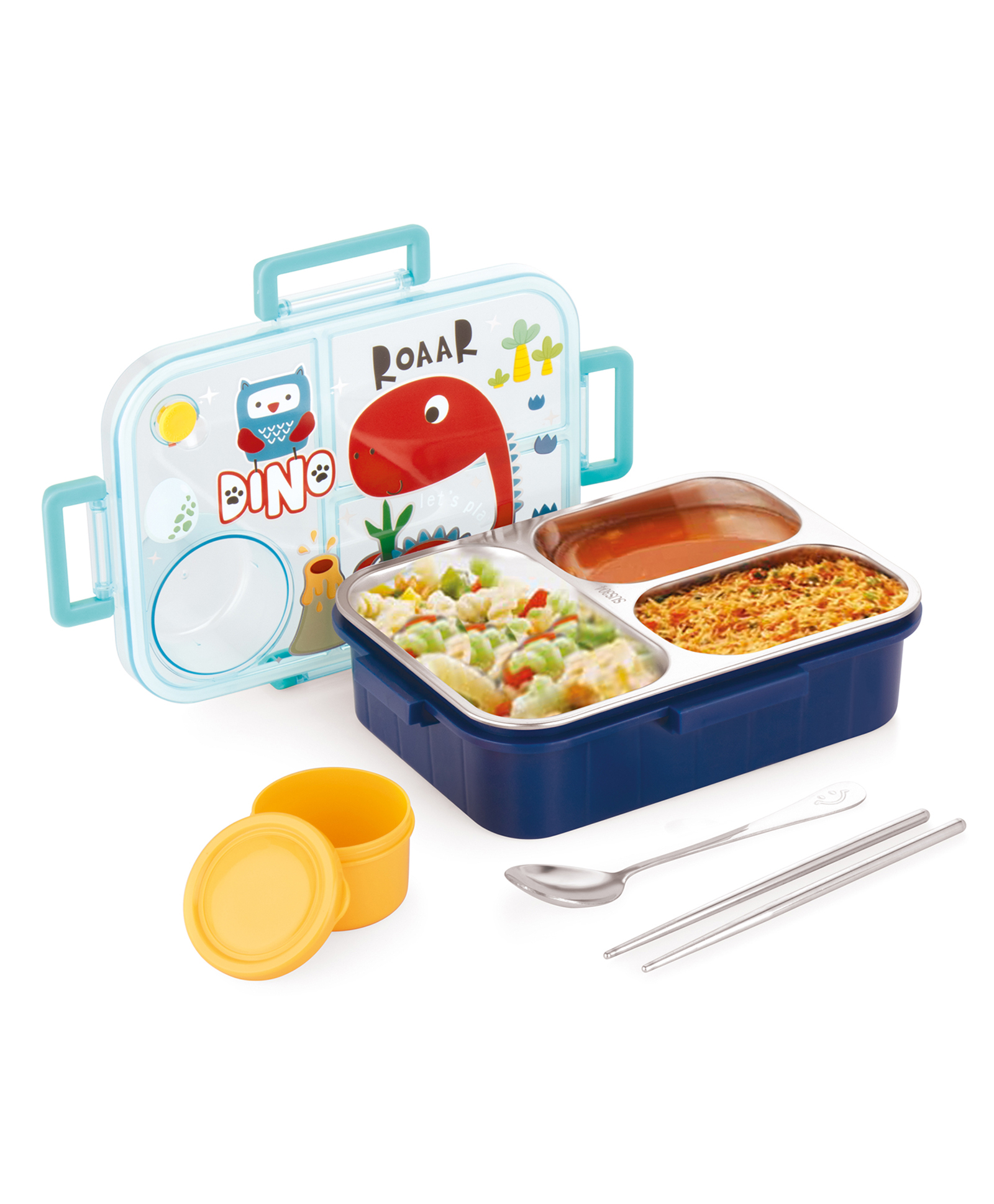 Attro Stainless Steel Lunch Box with Dinosaur Theme - Navy Blue-picture-30