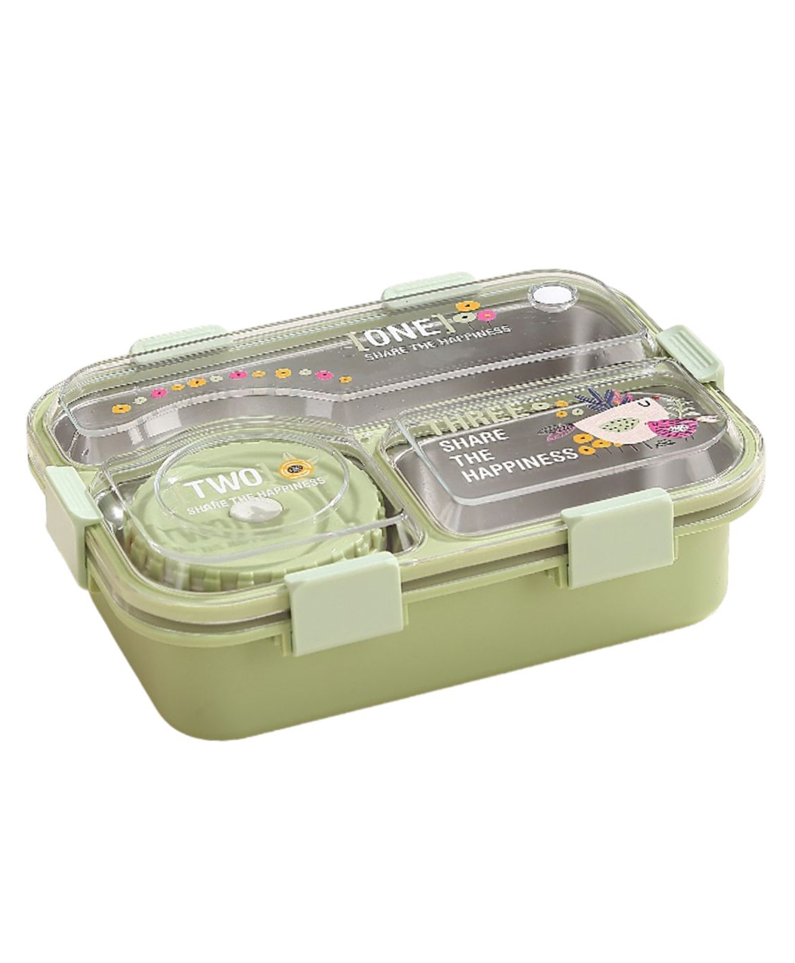 ATTRO Jupiter 3 Compartment Stainless Steel Lunch Box - Green-picture-44