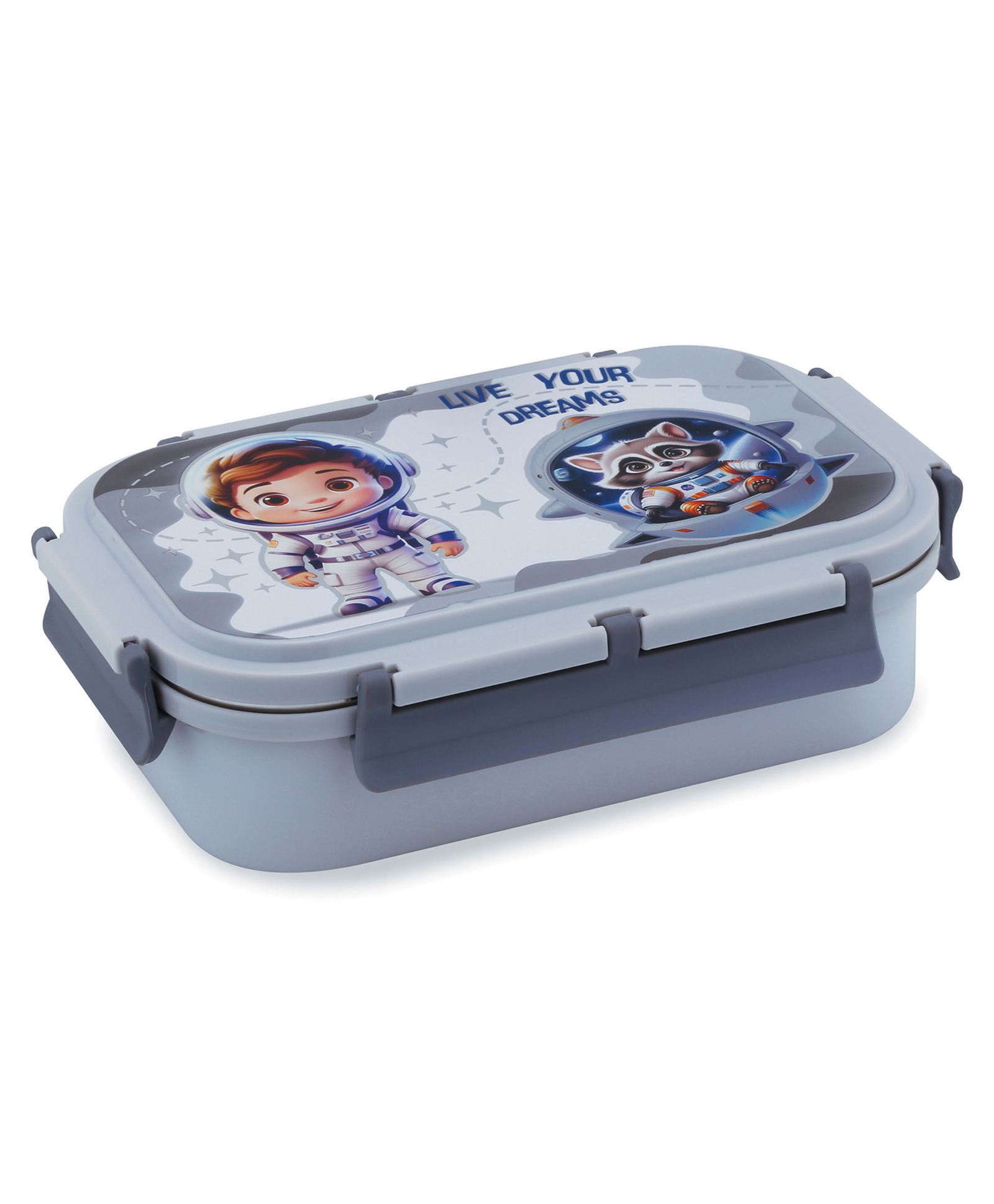 Attro Magna Space Theme Insulated Stainless Steel Lunch Box 700 ml & 160 ml - Grey-picture-31