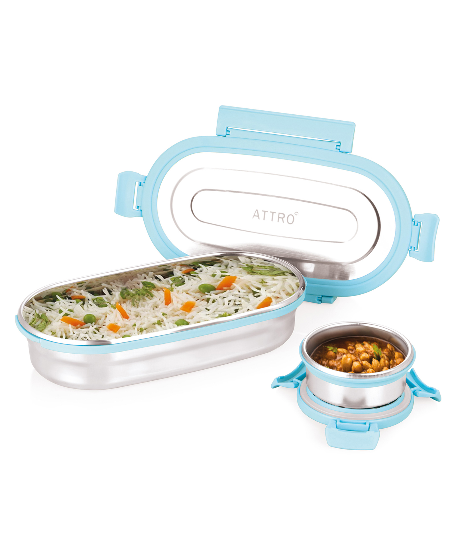 Attro Stainless Steel Lunch Box with Inner Container - Light Blue-picture-22