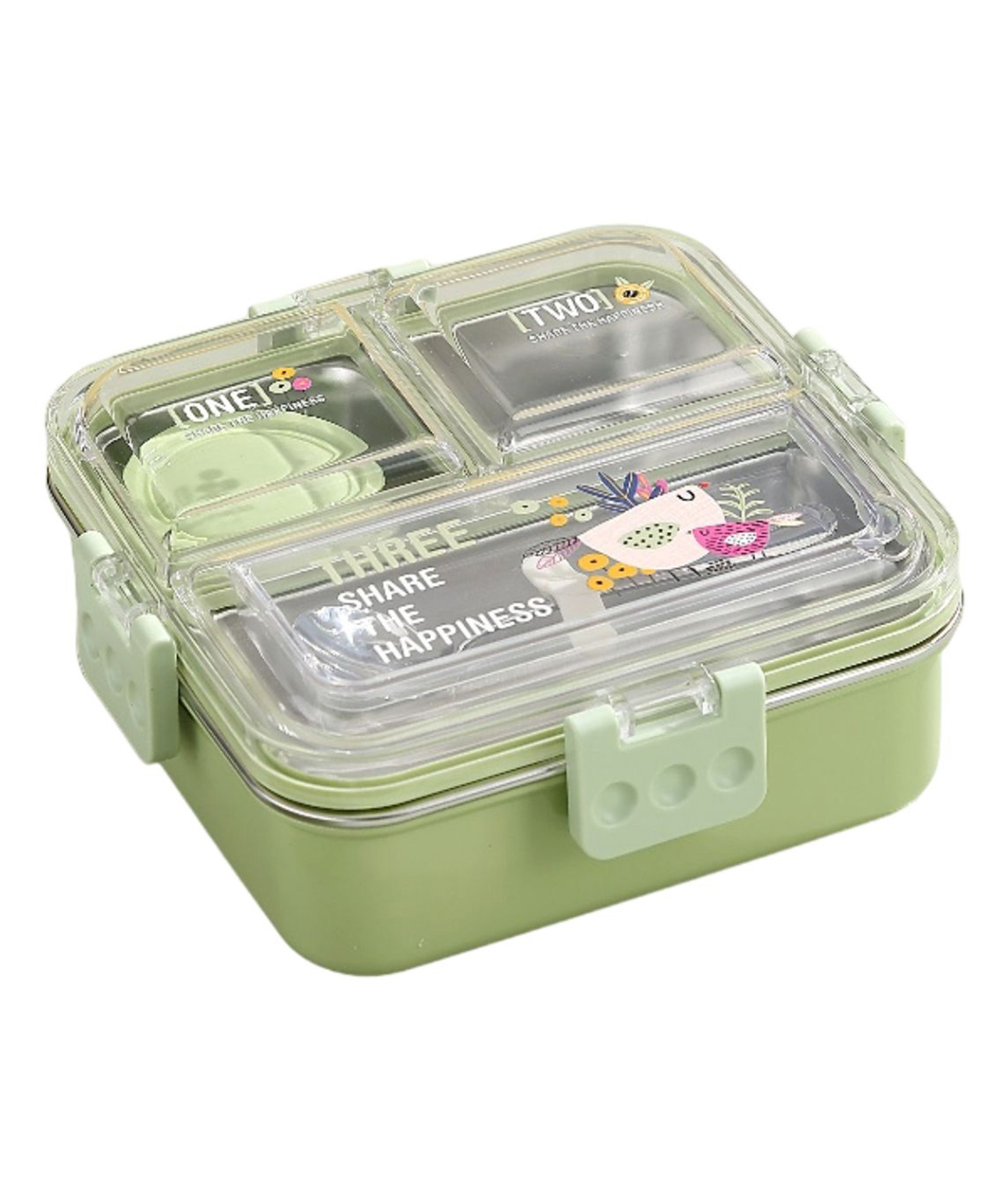 Attro Time To Eat Stainless Steel Lunch Box 1120 ml & 70 ml - Light Green-picture-23