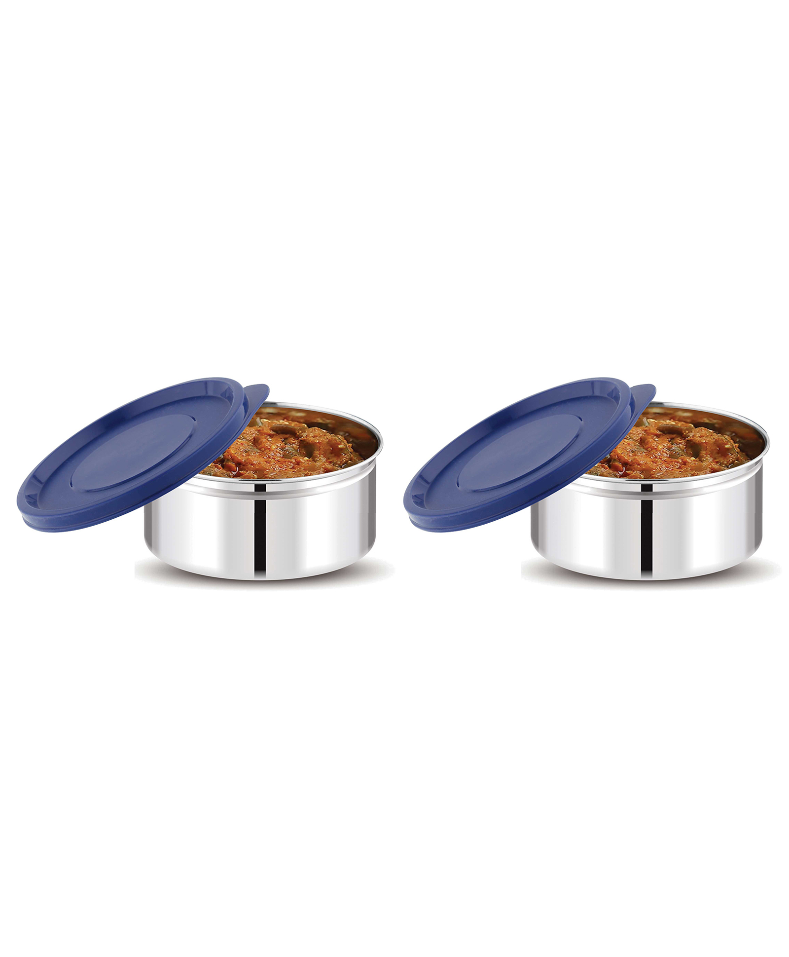 Attro Prime Stainless Steel Single Wall Storage Containers Set of 2 400 ml - Blue-picture-36