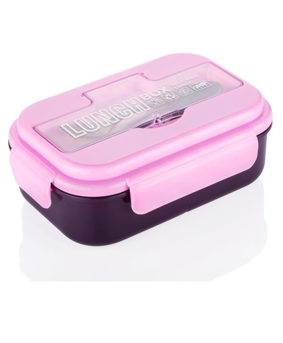 ATTRO Lunch Box Magic with 3 Compartment Plastic - Pink-picture-34