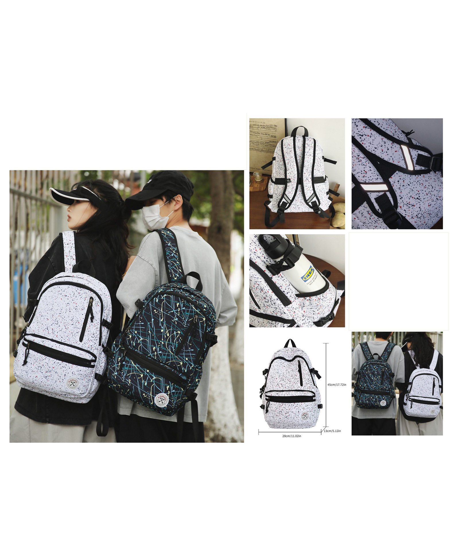 Sanjary School Backpack for School College Students Lightweight Book Bag Travel Daypack for Outdoor Activities color design may vary - Height 18 Inches-image-2
