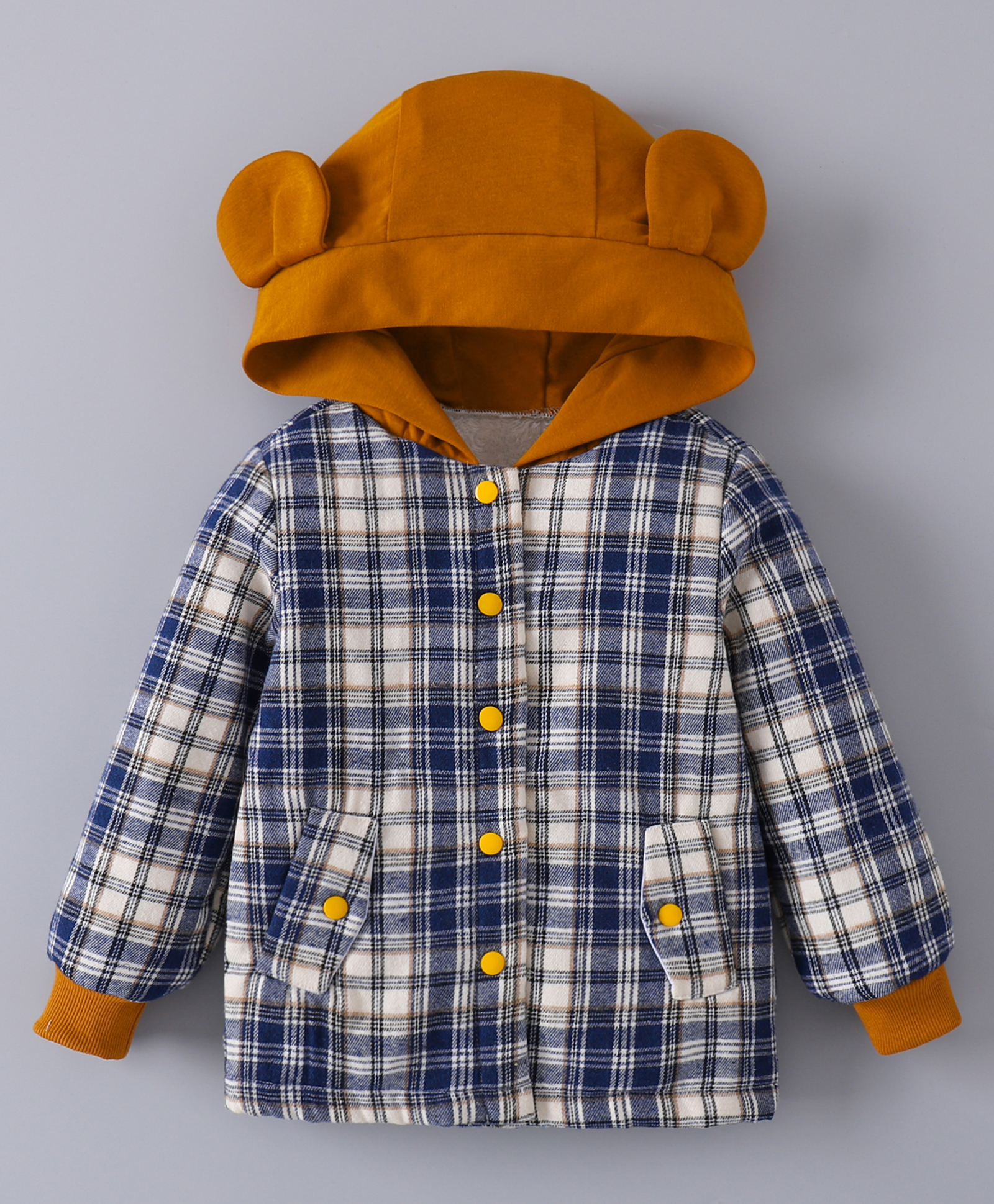 Mark & Mia Full Sleeves Checks Hooded Jacket With Applique - Multi Colour-image-8