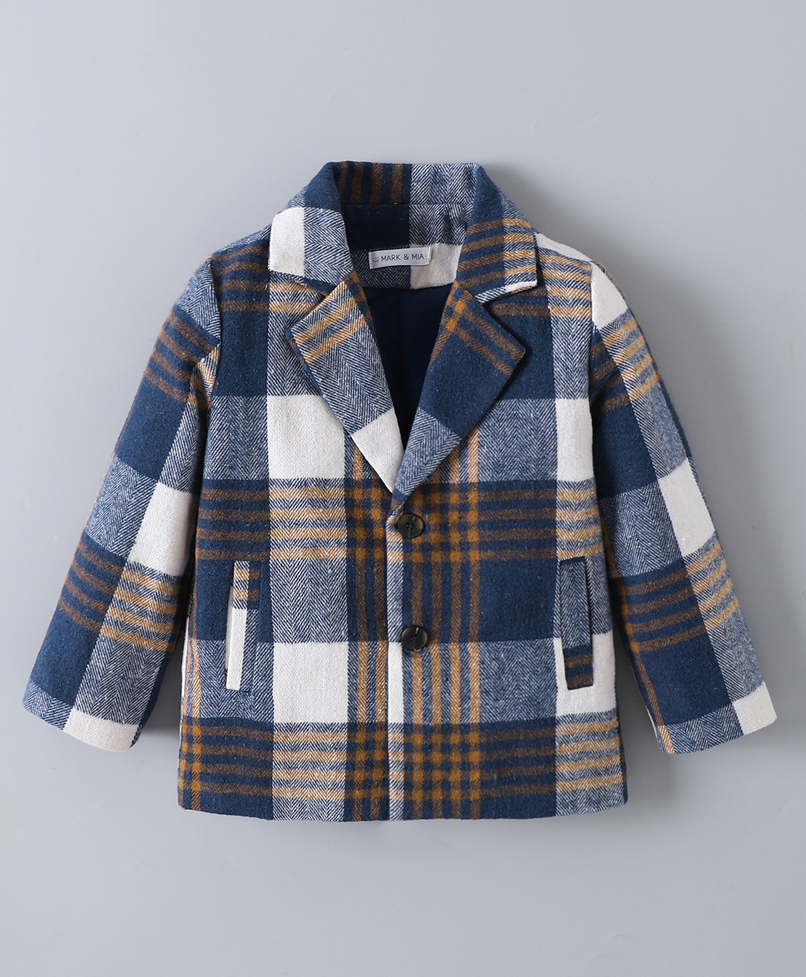 Mark & Mia Full Sleeves Checks Blazer Style Jacket With Collar Neck - Multi Colour-image-30