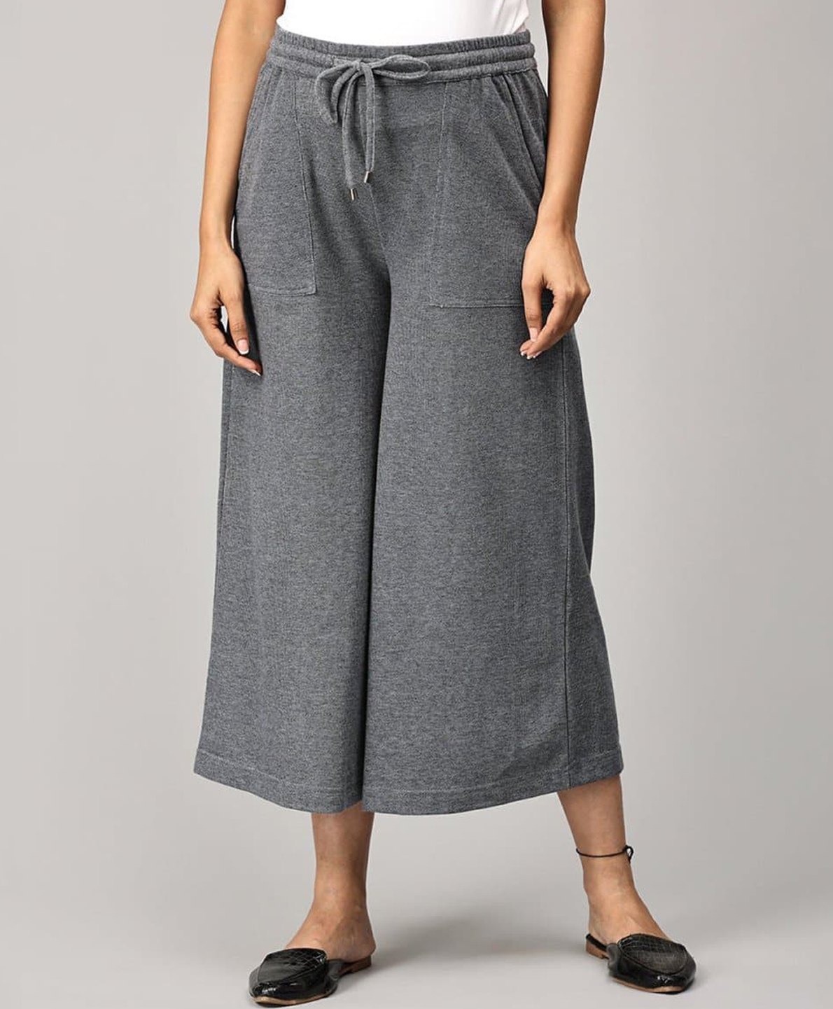 The Mom Store Cotton Solid Maternity Palazzo - Grey-picture-11