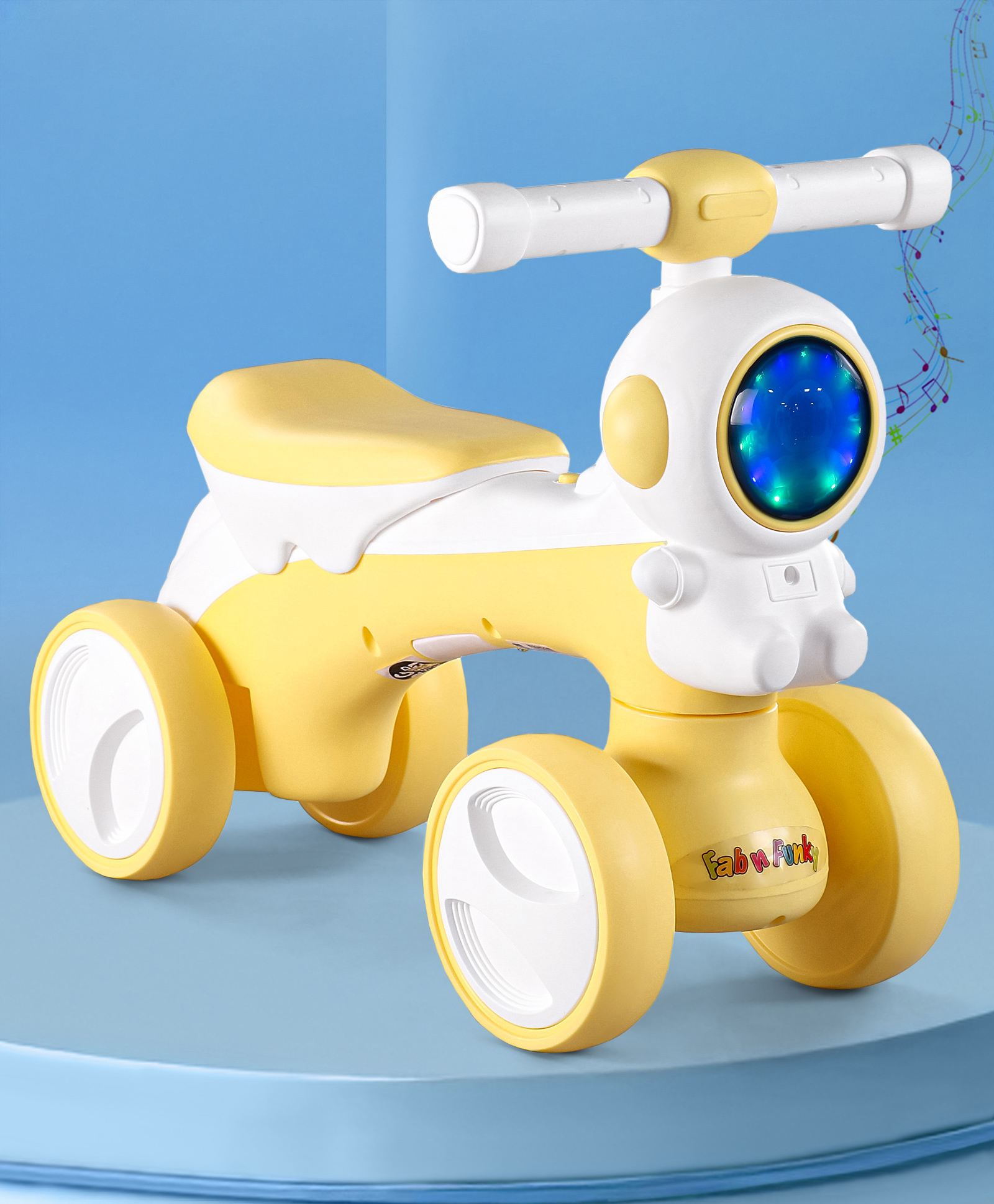 Baby Astronaut Rider Manual Push Ride on With Led Lights & Music | Foot to Floor Operation| Comfortable Seat - Yellow-image-23