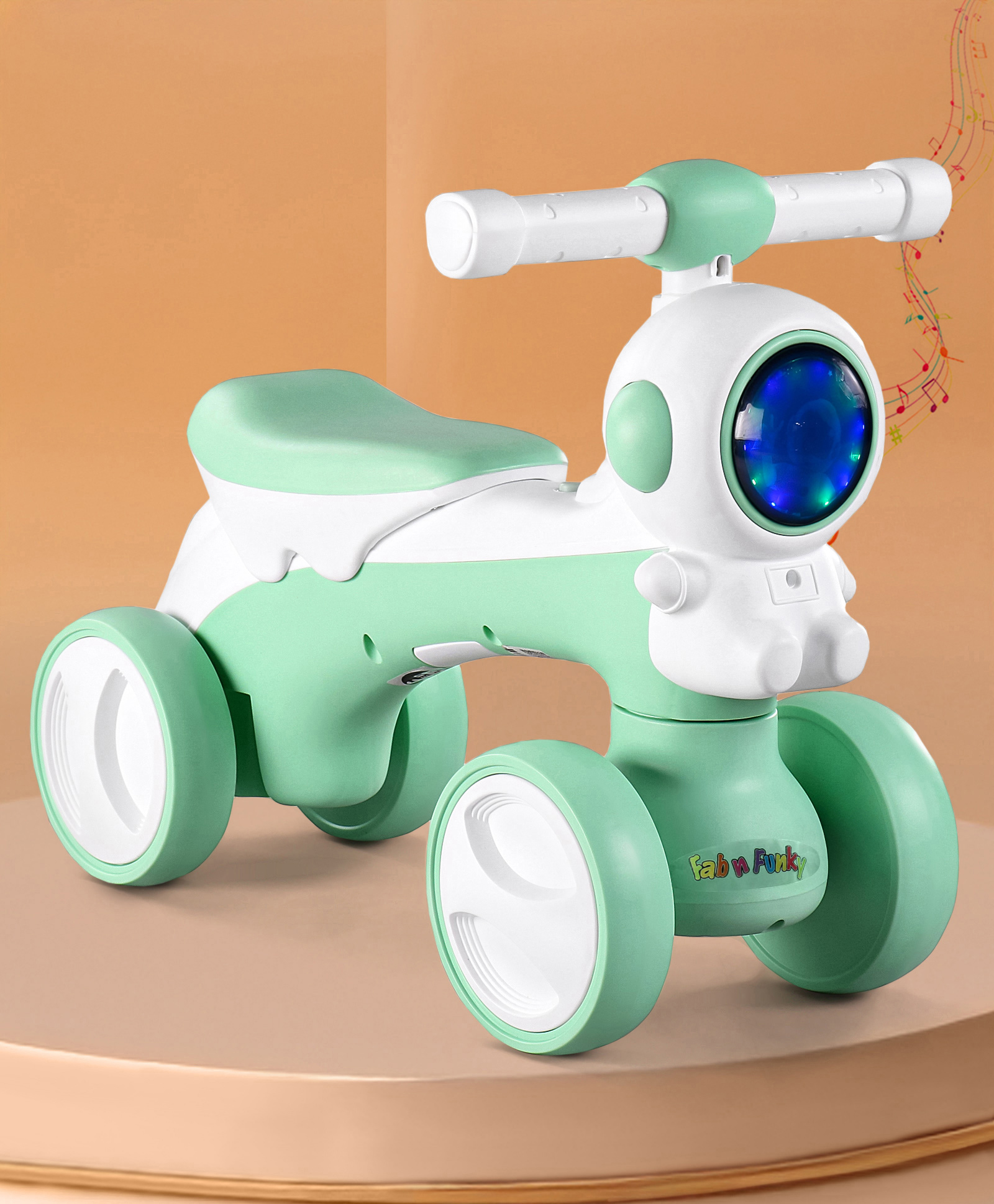 Baby Astronaut Rider Manual Push Ride on With Led Lights & Music | Foot to Floor Operation| Comfortable Seat - Light Green-image-35