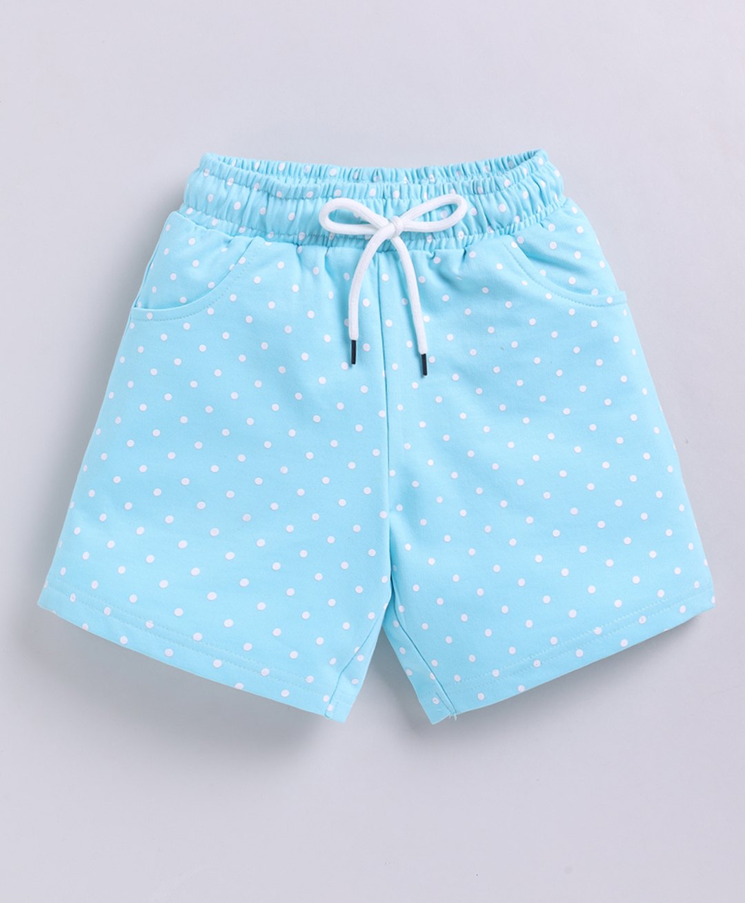 Kidcity Cotton Loopknit Polka Dots Printed Shorts - Aqua Blue-picture-25
