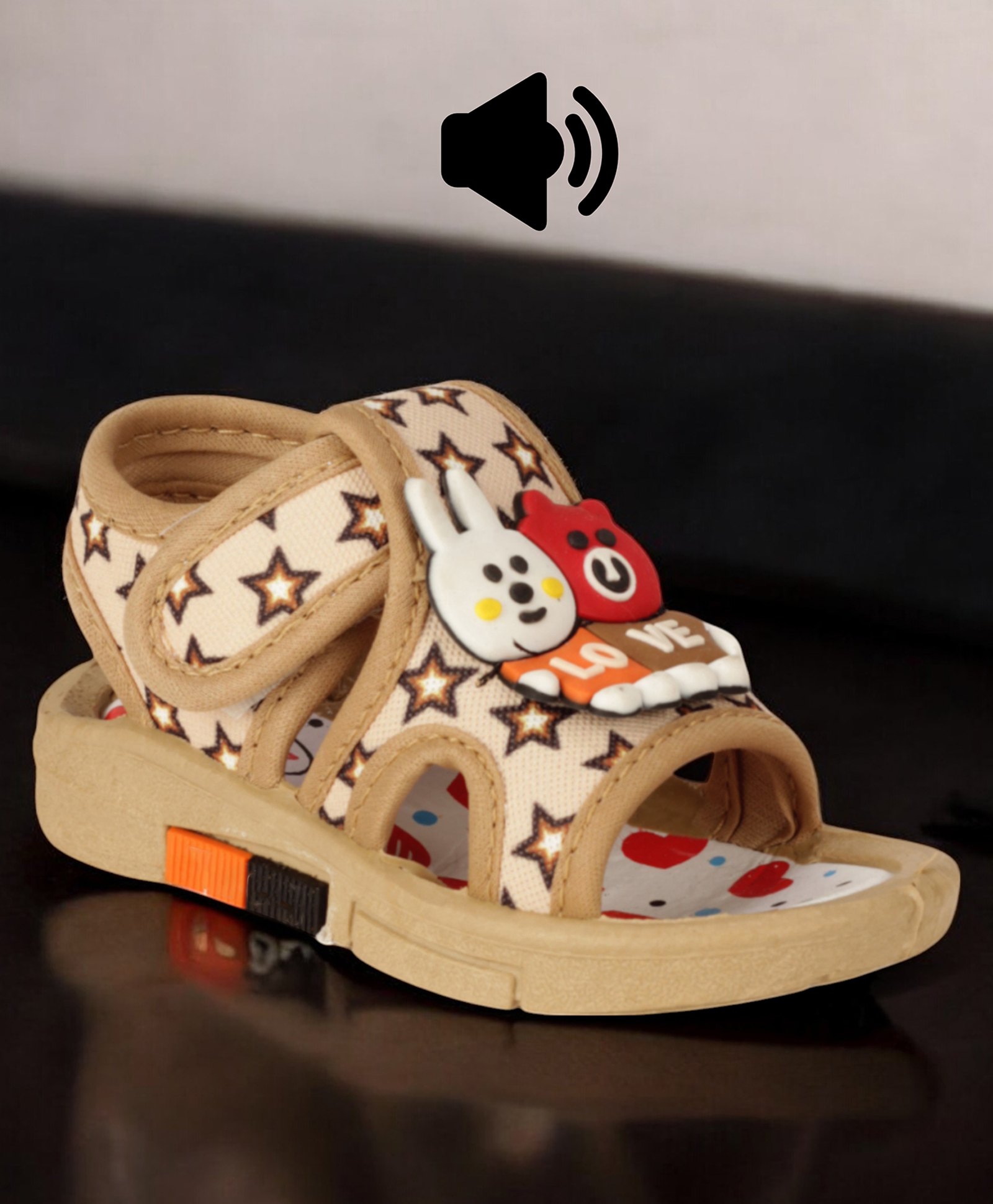 Lil Lollipop Bunny Applique Detailed Velcro Closure Musical Sandals - Brown-picture-11