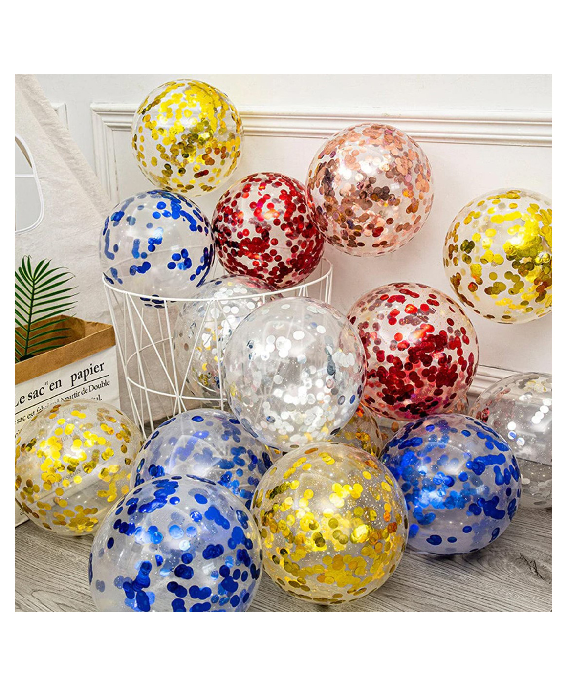 Bubble Trouble Transparent Balloons Bouquet Combo with Re Filled Confetti & Ribbons Multicolor - Pack of 20-image-19