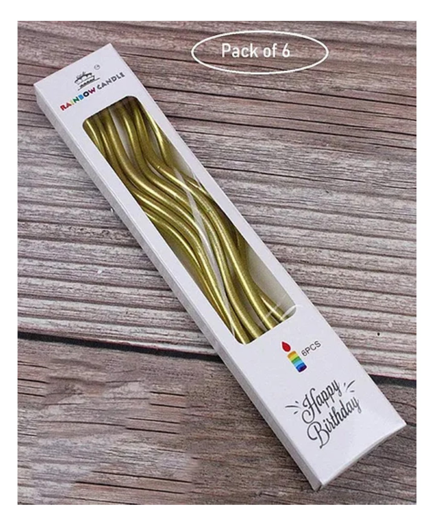 Bubble Trouble Metallic Twisted Candle Golden - Pack of 6-image-32