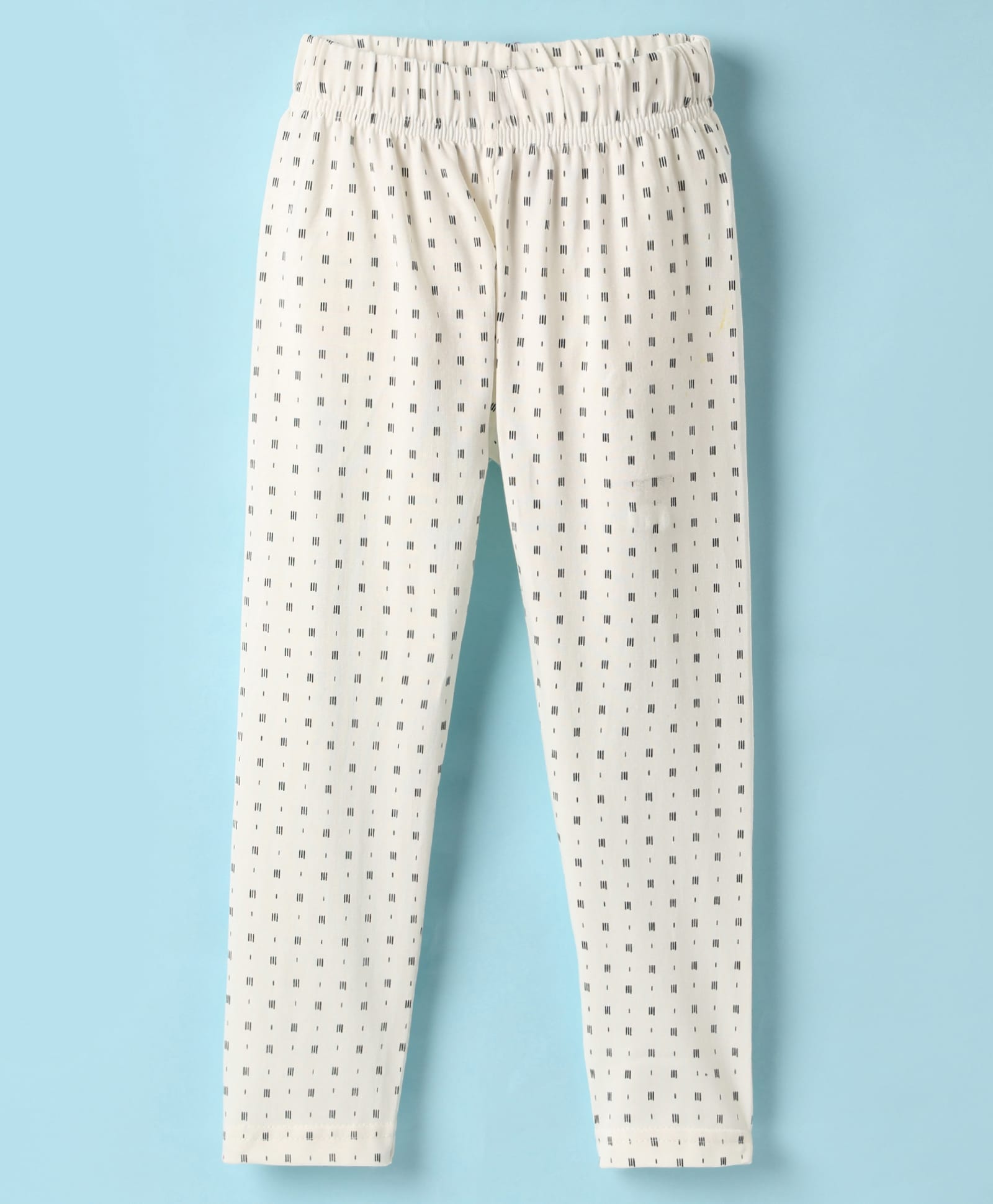 Evimo Single Jersey Knit Full Length Leggings with Small Stripes Print - Offwhite-picture-46