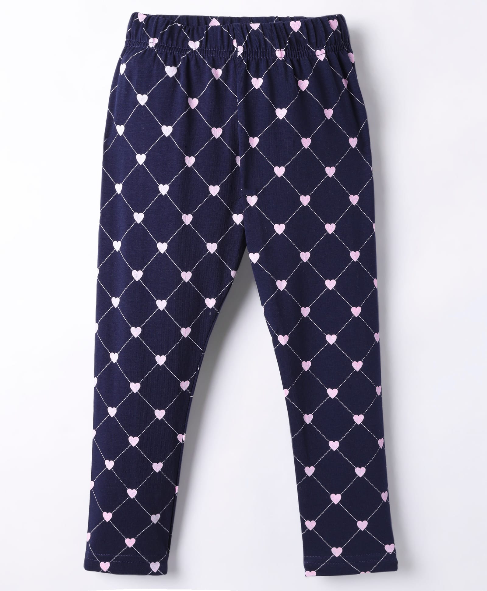Evimo Single Jersey Knit Full Length Leggings With Heart Print - Navy Blue-picture-31