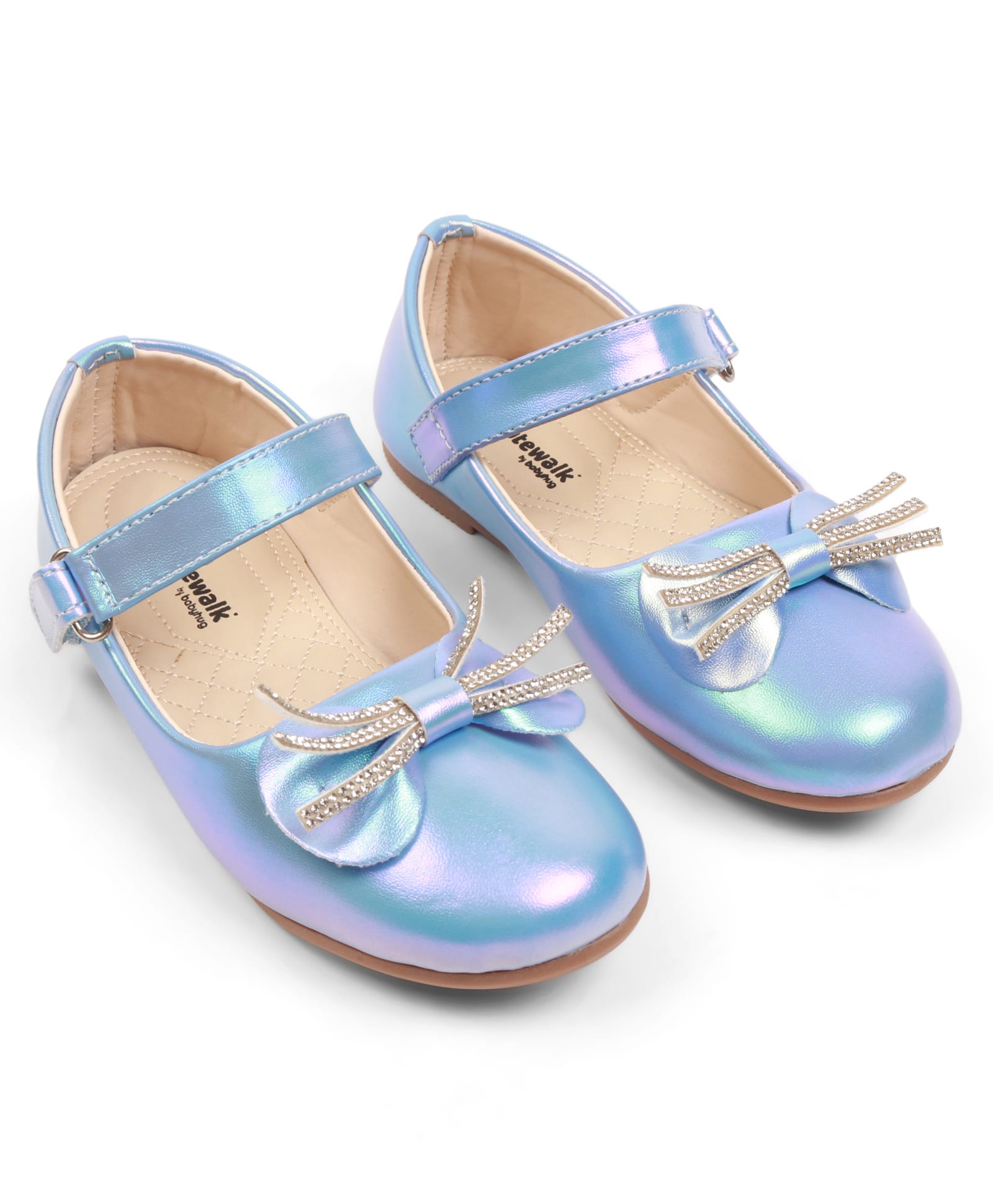 Cute Walk by Babyhug Velcro Closure Ballerina with Bow Applique - Blue-image-37