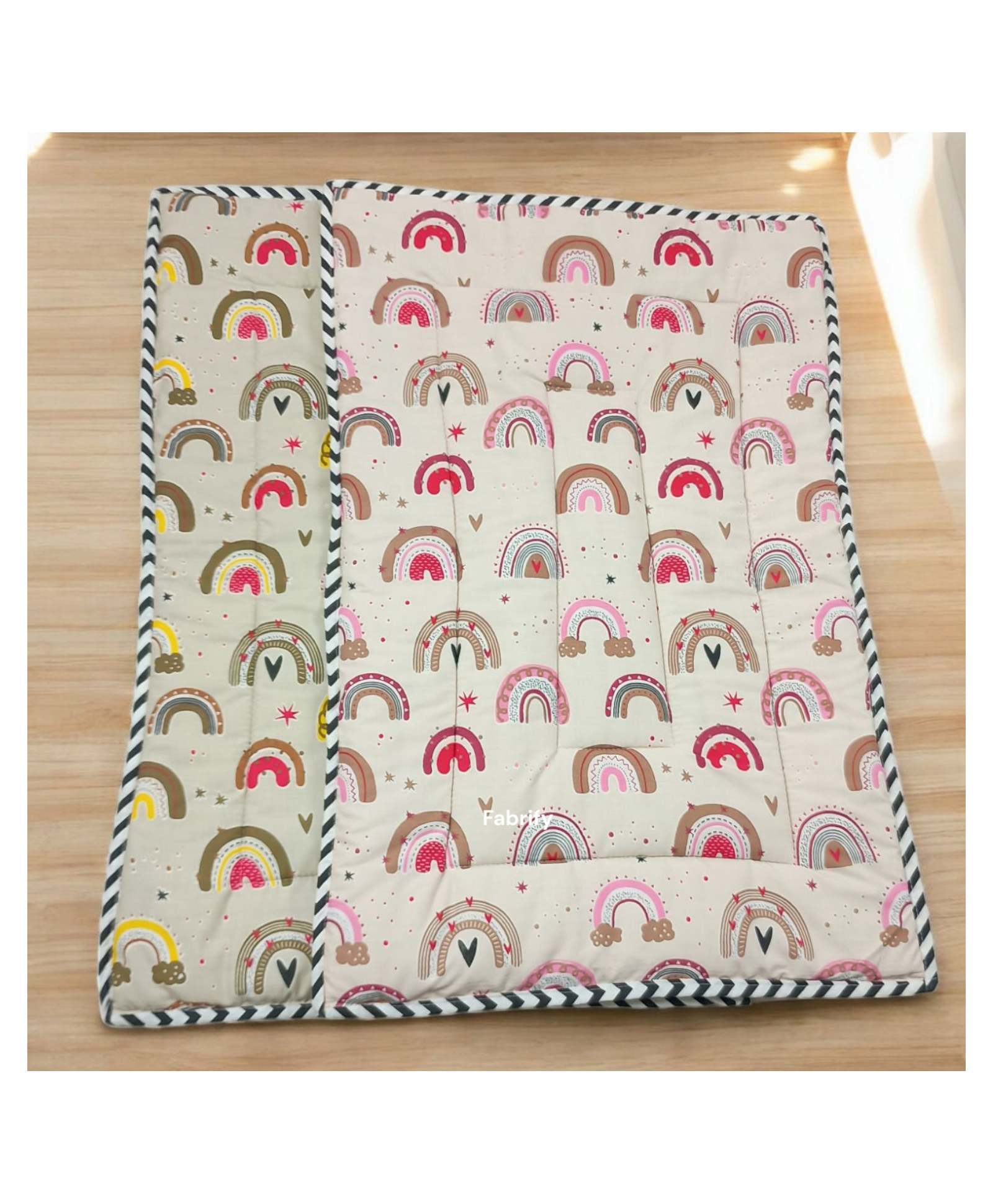 Fabrify New Born Baby Supper Soft Cotton Mattress Godadi Quilt Multi Color (Pack of 2)