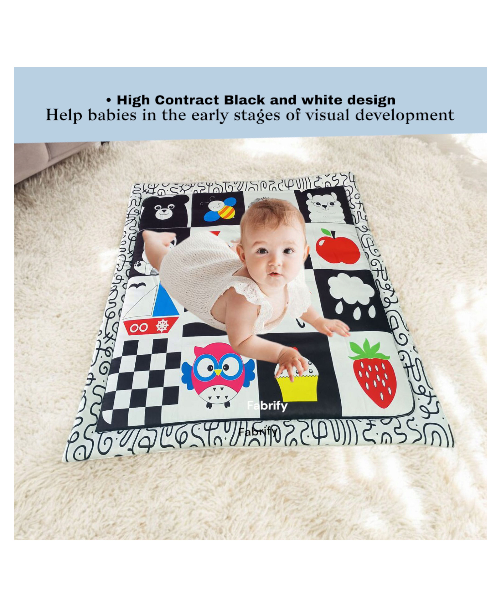 Fabrify Baby Mats High Contrast Premium Red B&W mattress-picture-15