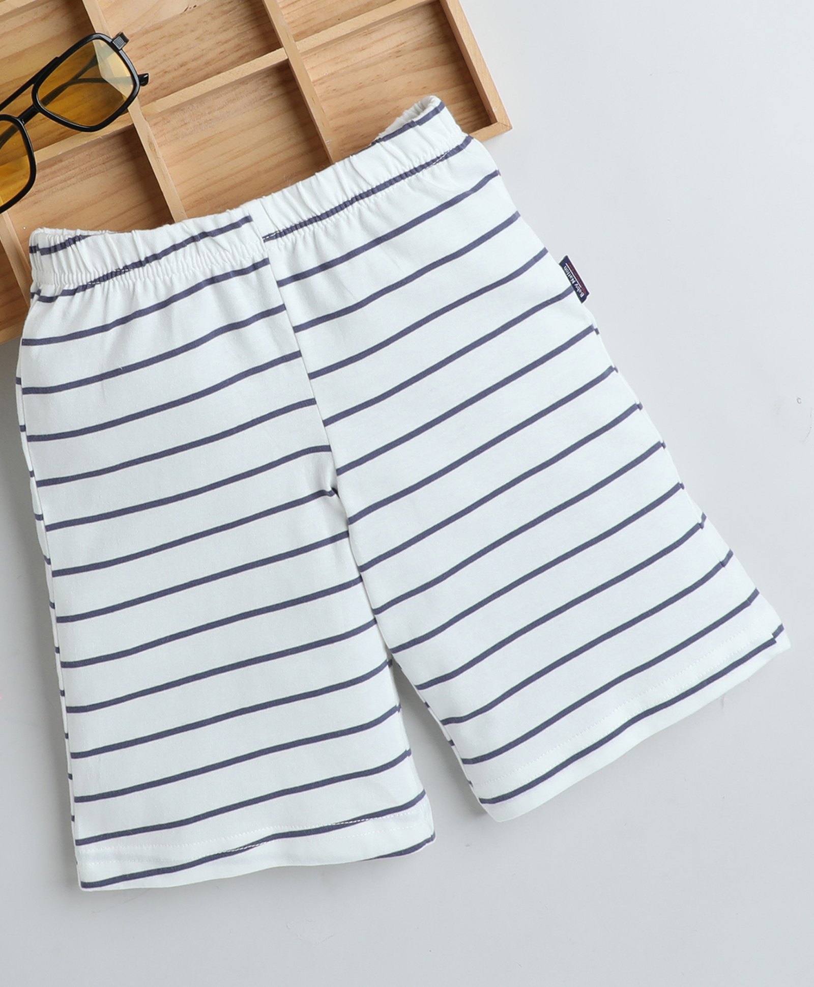 BABY NATION Cotton Striped Shorts - White-picture-21