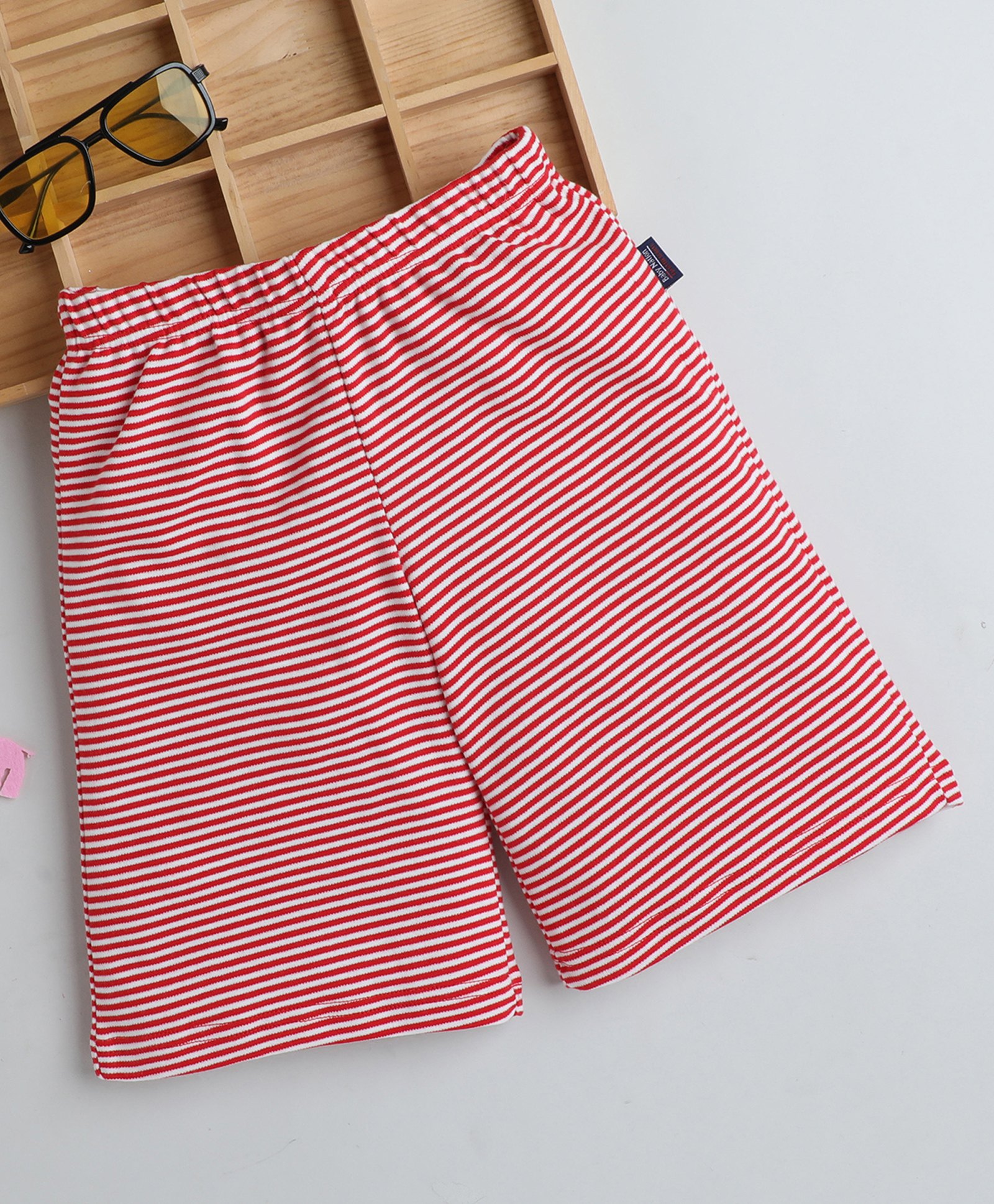 BABY NATION Cotton Striped Shorts - Red-picture-12