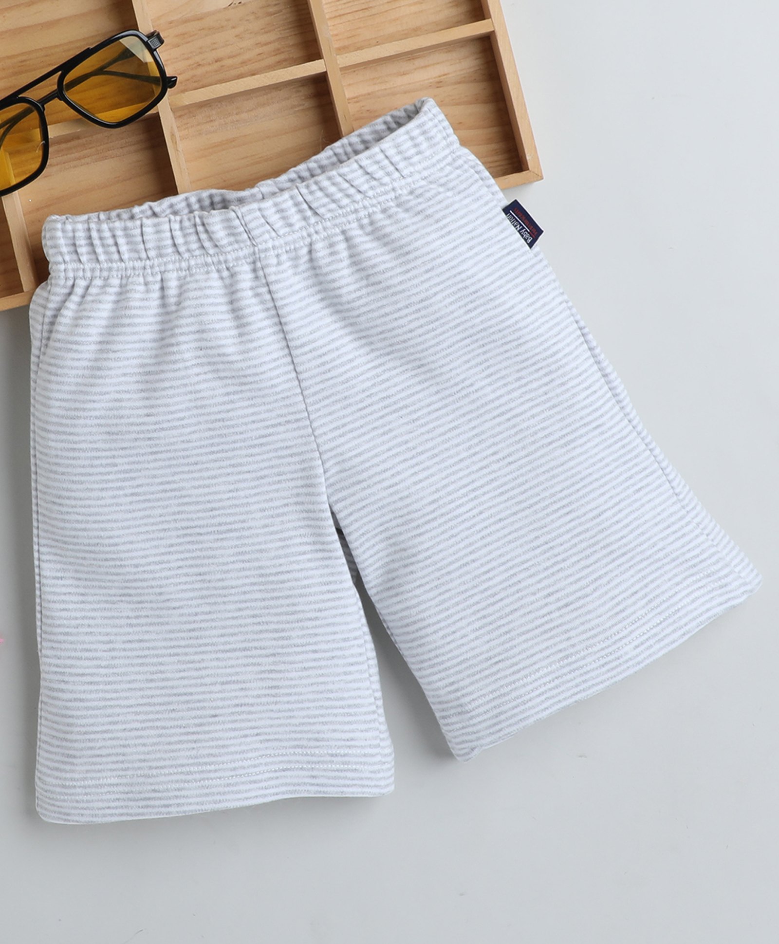 BABY NATION Cotton Striped Shorts - White-picture-13
