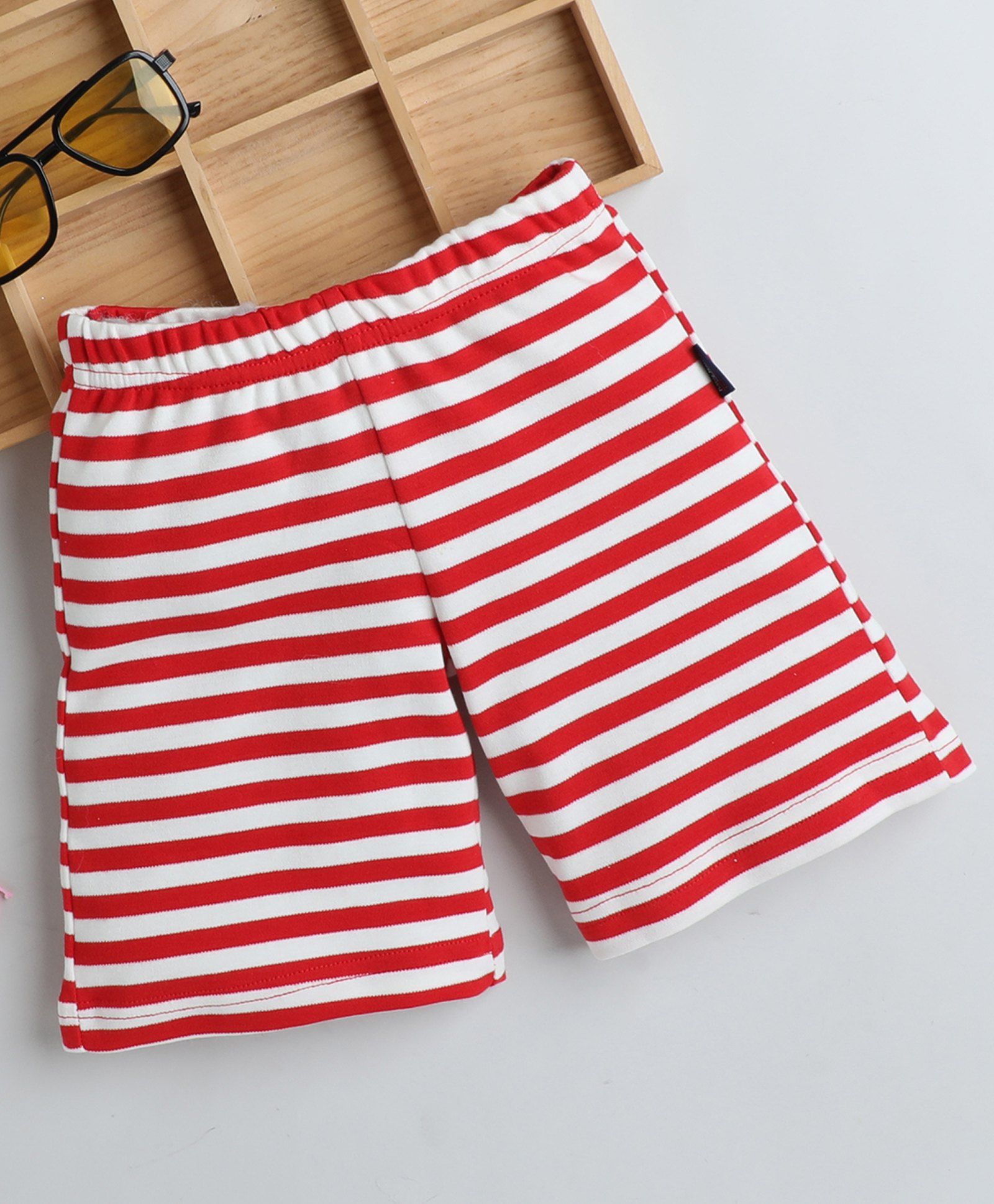 BABY NATION Cotton Striped Shorts - Red-picture-26