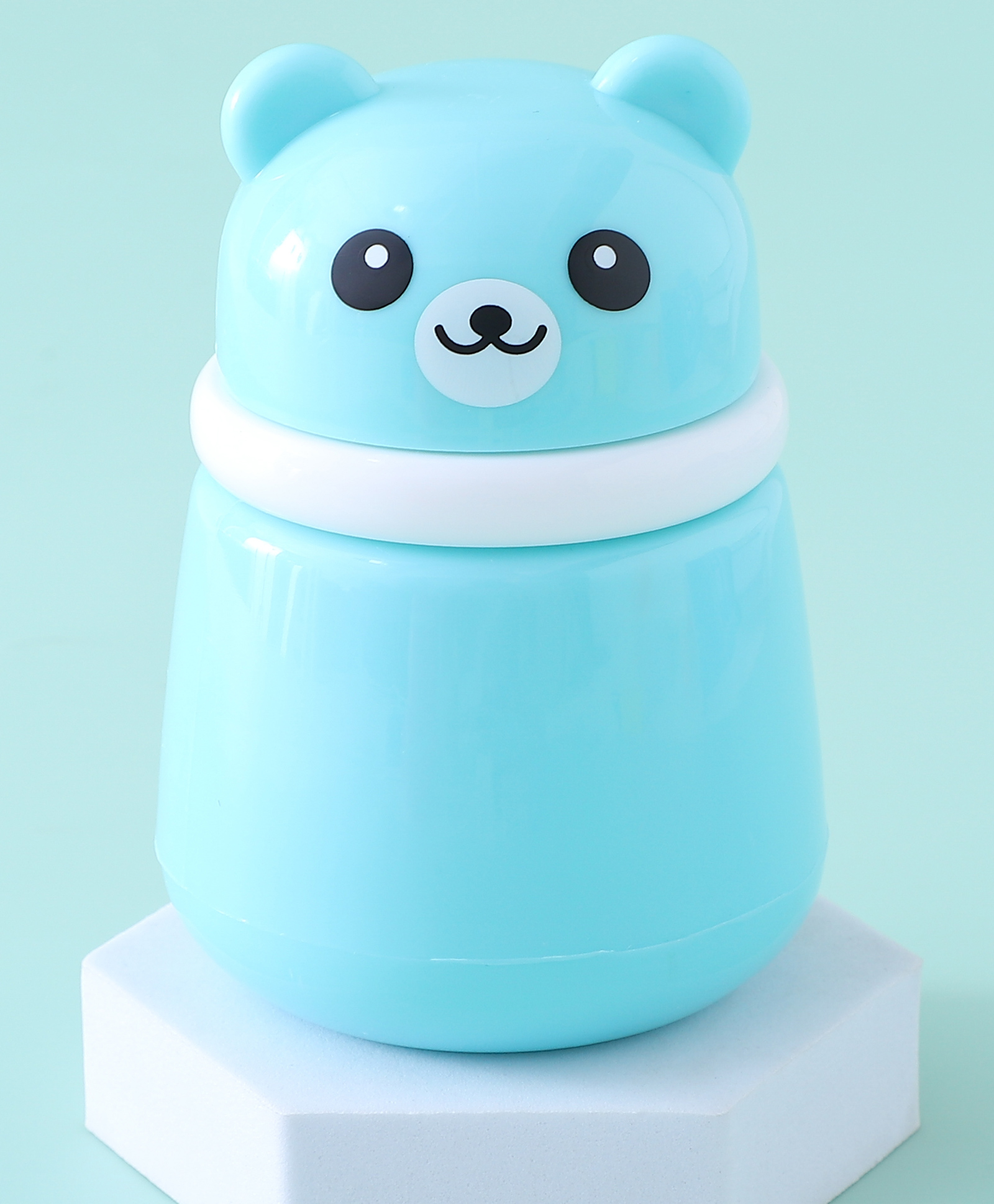 fab n funky Powder Puff with Box Holder Bear Shaped Soft Head - Blue-picture-29