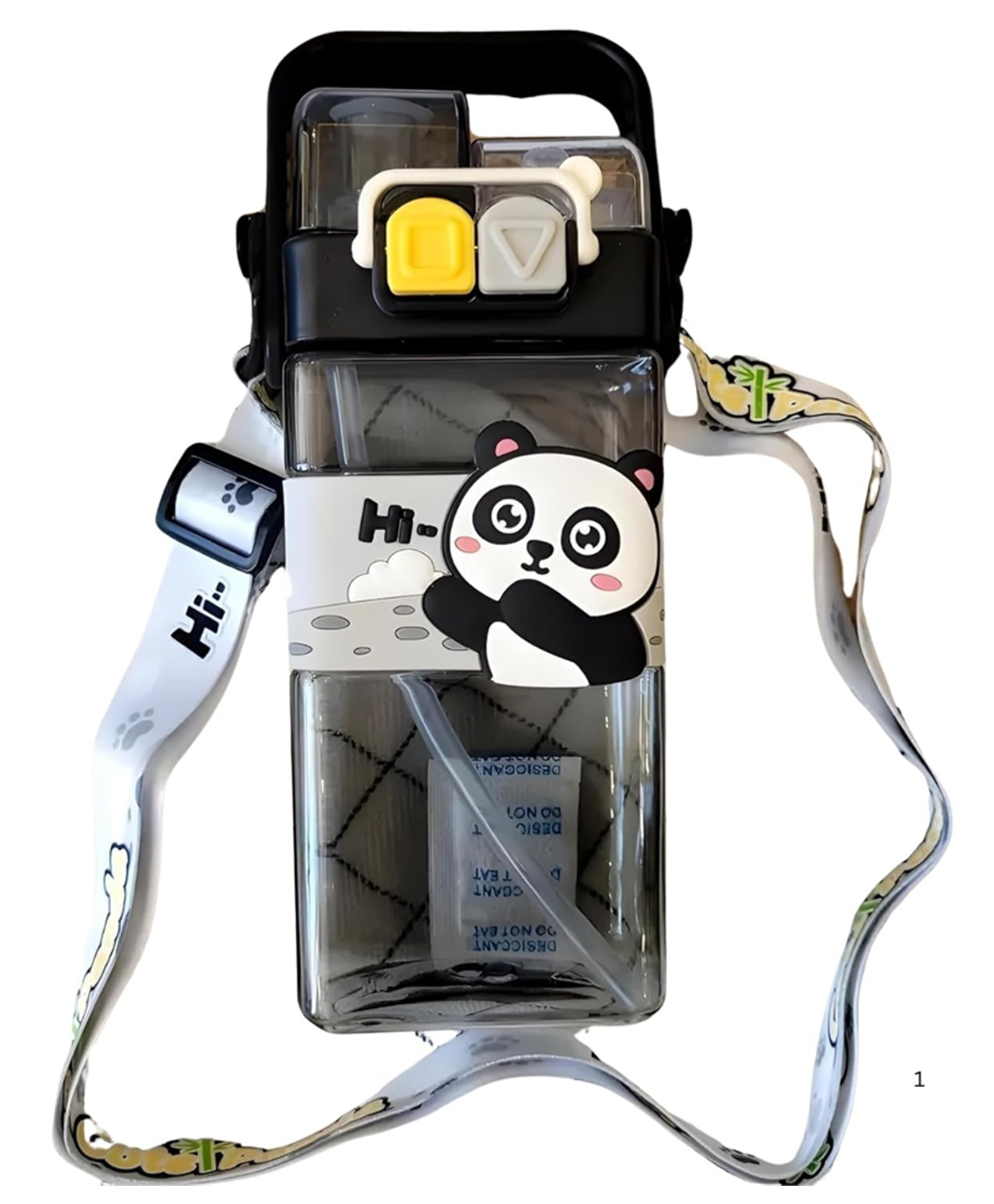YAMAMA Cute Panda Double Straw Water Bottle With Handle Animal Design 520ml 2-Way Sipper Water Bottle For Kids Leakproof And BPA-Free Cute And Durable School Bottle For Boys And Girls Kids Water Bottle 520 ml - Multicolor-picture-11