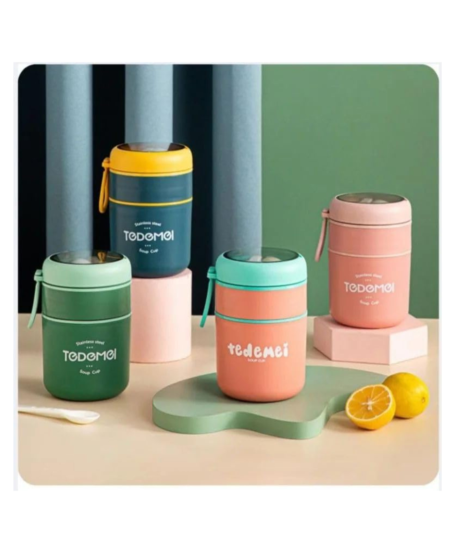 YAMAMA Stainless Steel Thermal Lunch Box with Spoon, Lunch Box Thermos Food Storage Jar Insulated Soup Container 710 ml (Pack of 1 - Color May Vary)-image-22