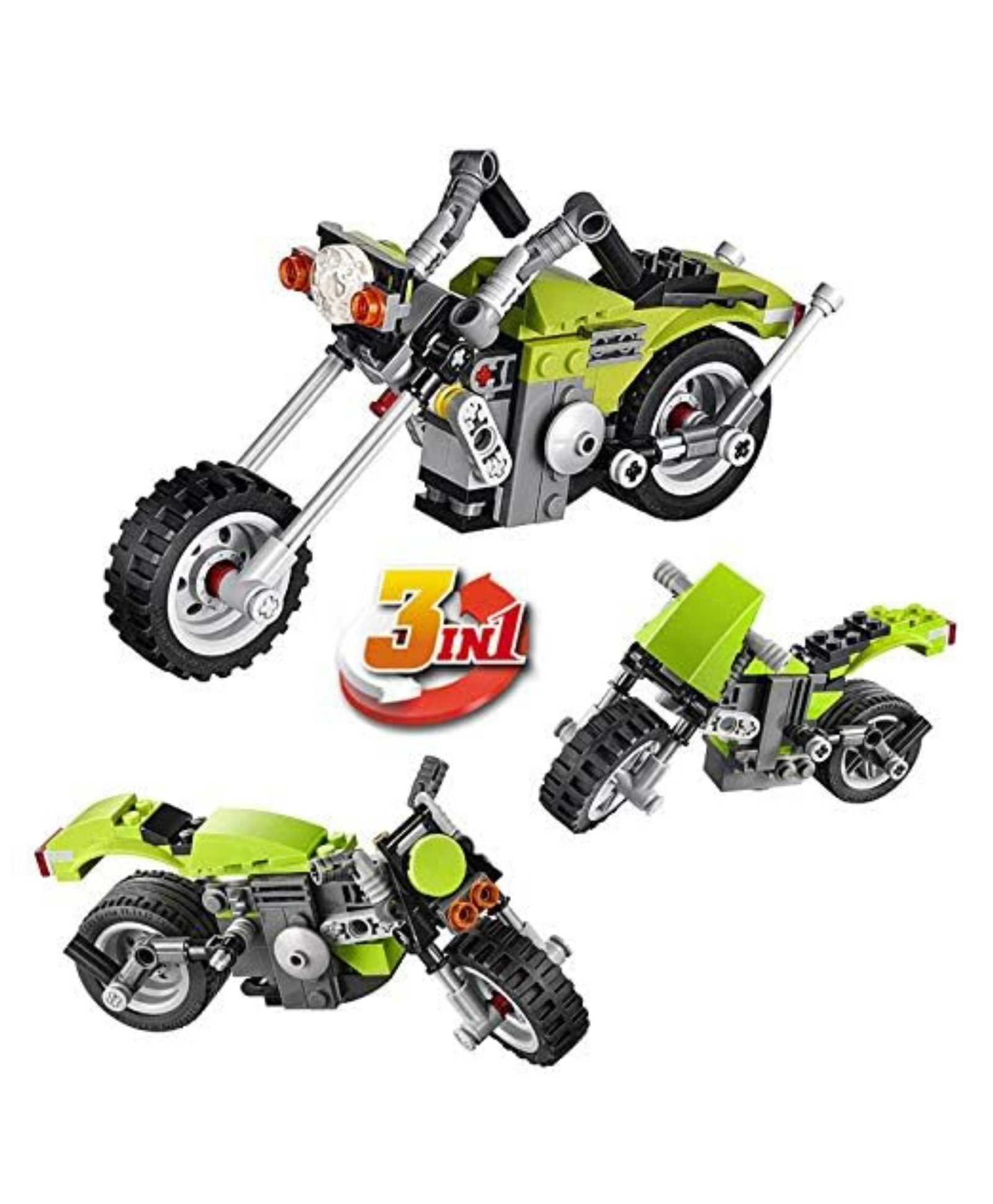 YAMAMA DIY 3 in 1 Cruiser Motorcycle Bike Bricks Building Block Toys For Kids Children's Building Blocks Educational Toys 129 pcs - Multicolor-picture-18