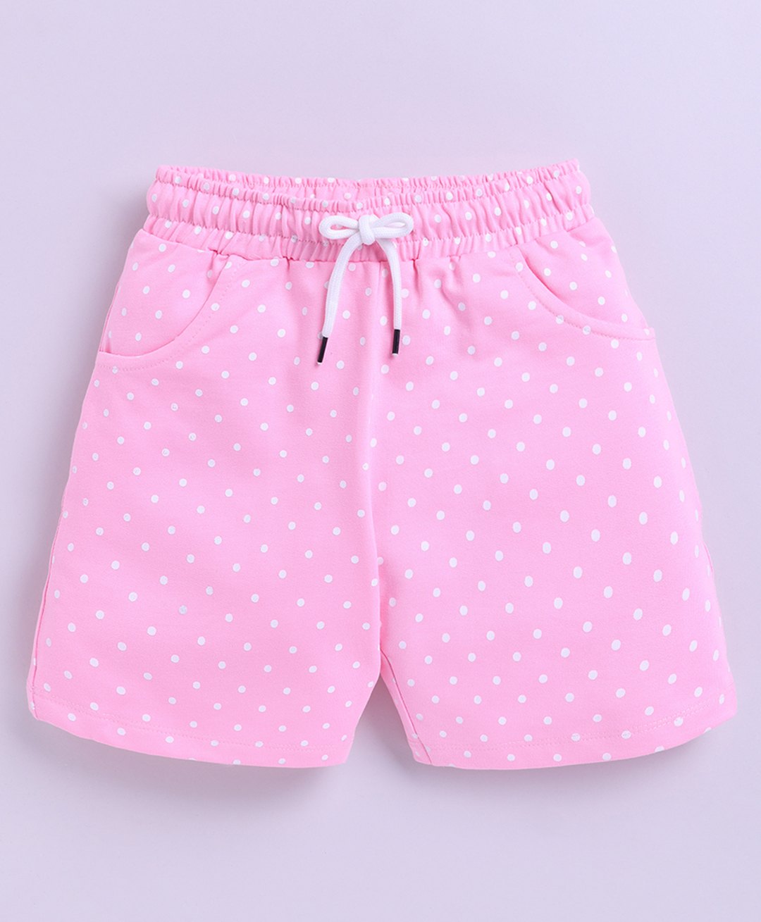 Kidcity Cotton Loop Polka Dots Printed Shorts - Light Pink-picture-23