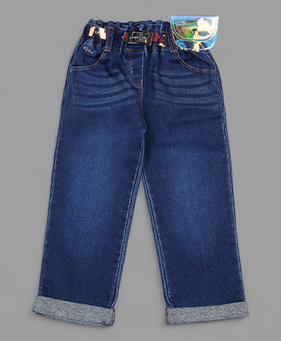 Actuel Blended Washed Jeans With Belt & Purse Set - Blue-picture-17