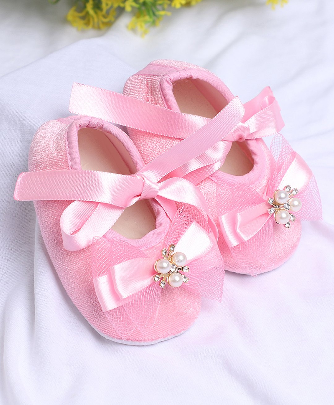 Coco Candy Pearls Embellished Bow Applique Detailed Booties - Pink-picture-31
