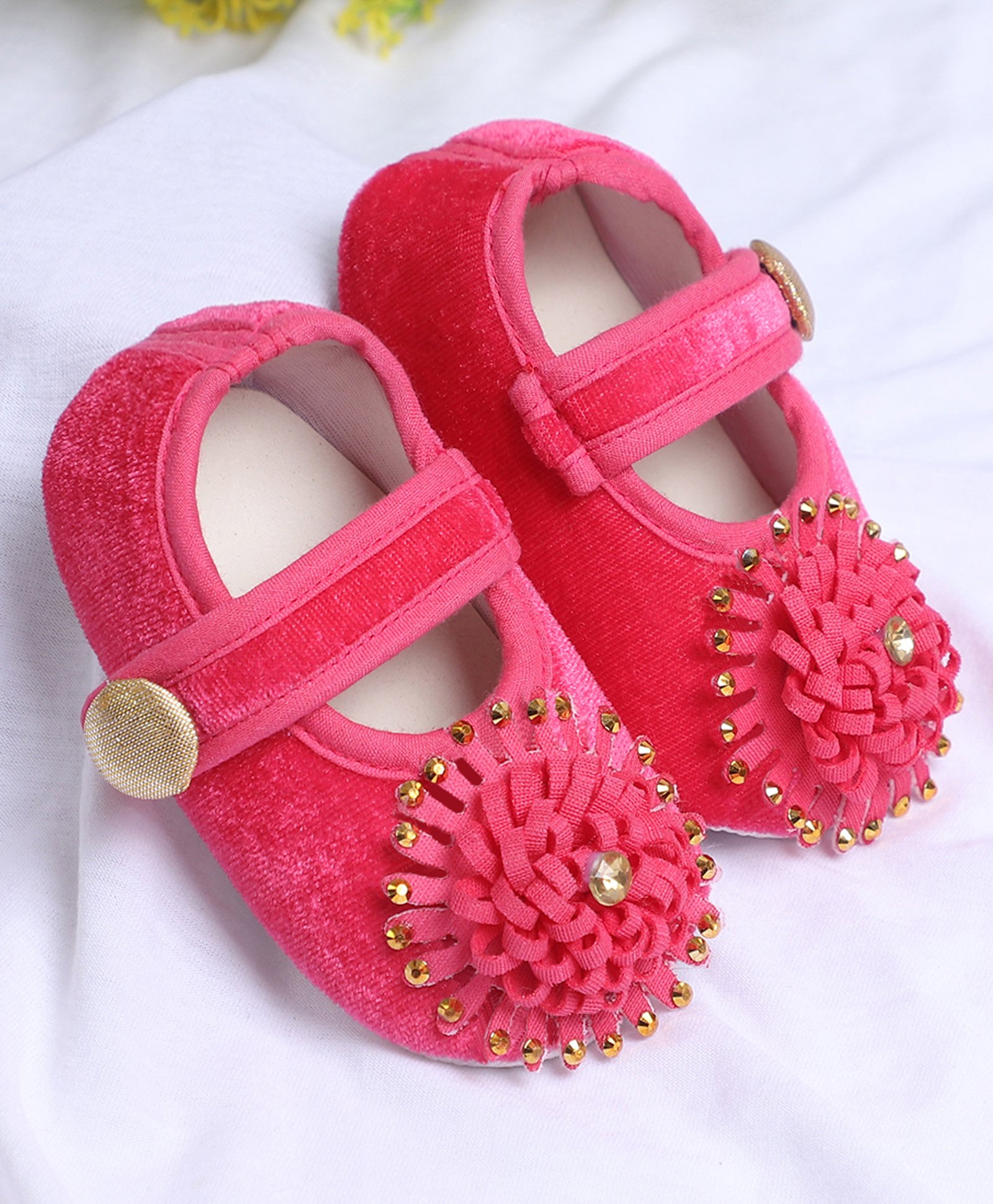Coco Candy Floral Applique Detailed Velcro Closure Booties - Neon Pink-picture-39
