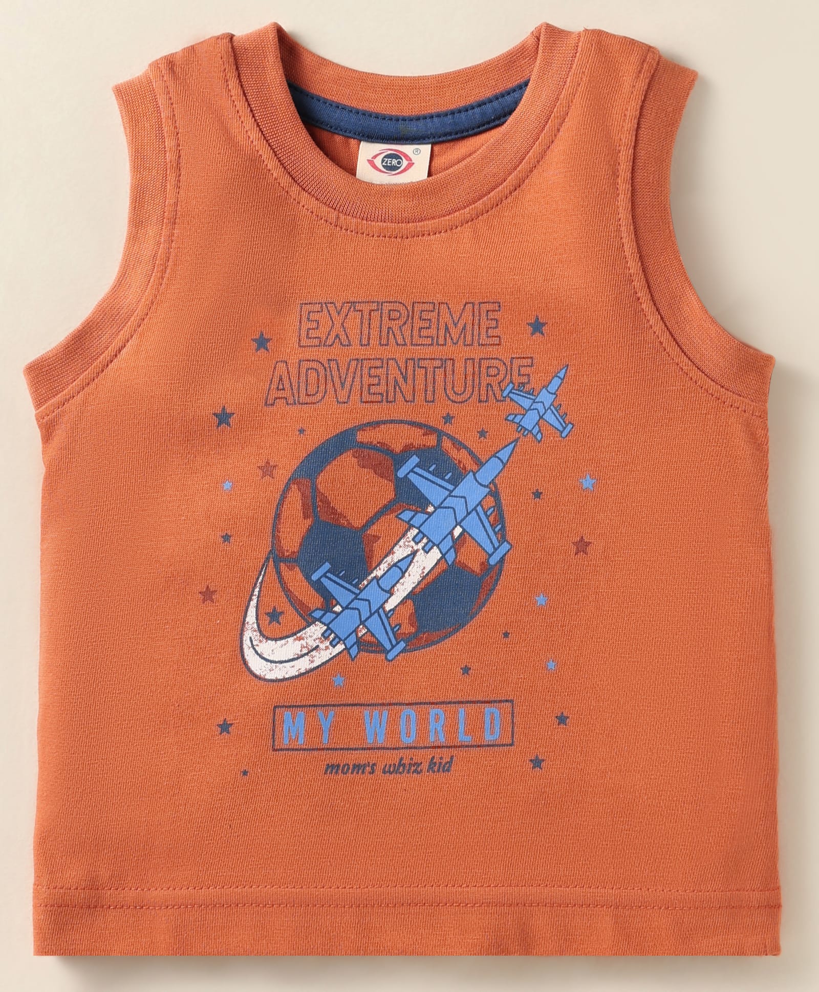 Zero Sinker Knit Sleeveless Vest With Extreme Adventure Text Print - Rust Orange-image-40