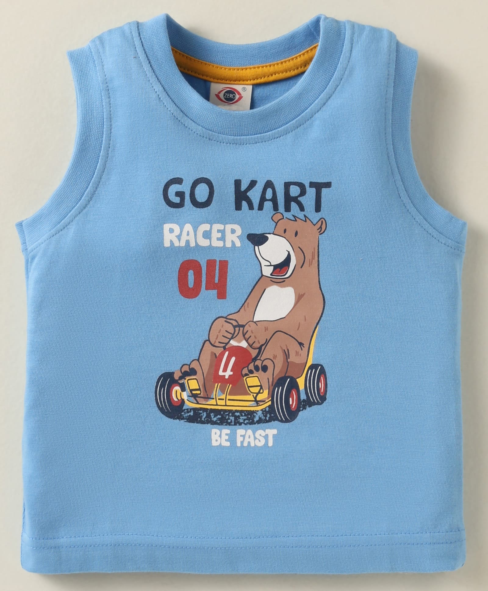 Zero Sinker Knit Sleeveless Vest With Go Kart Racer Text Print - Light Blue-picture-42