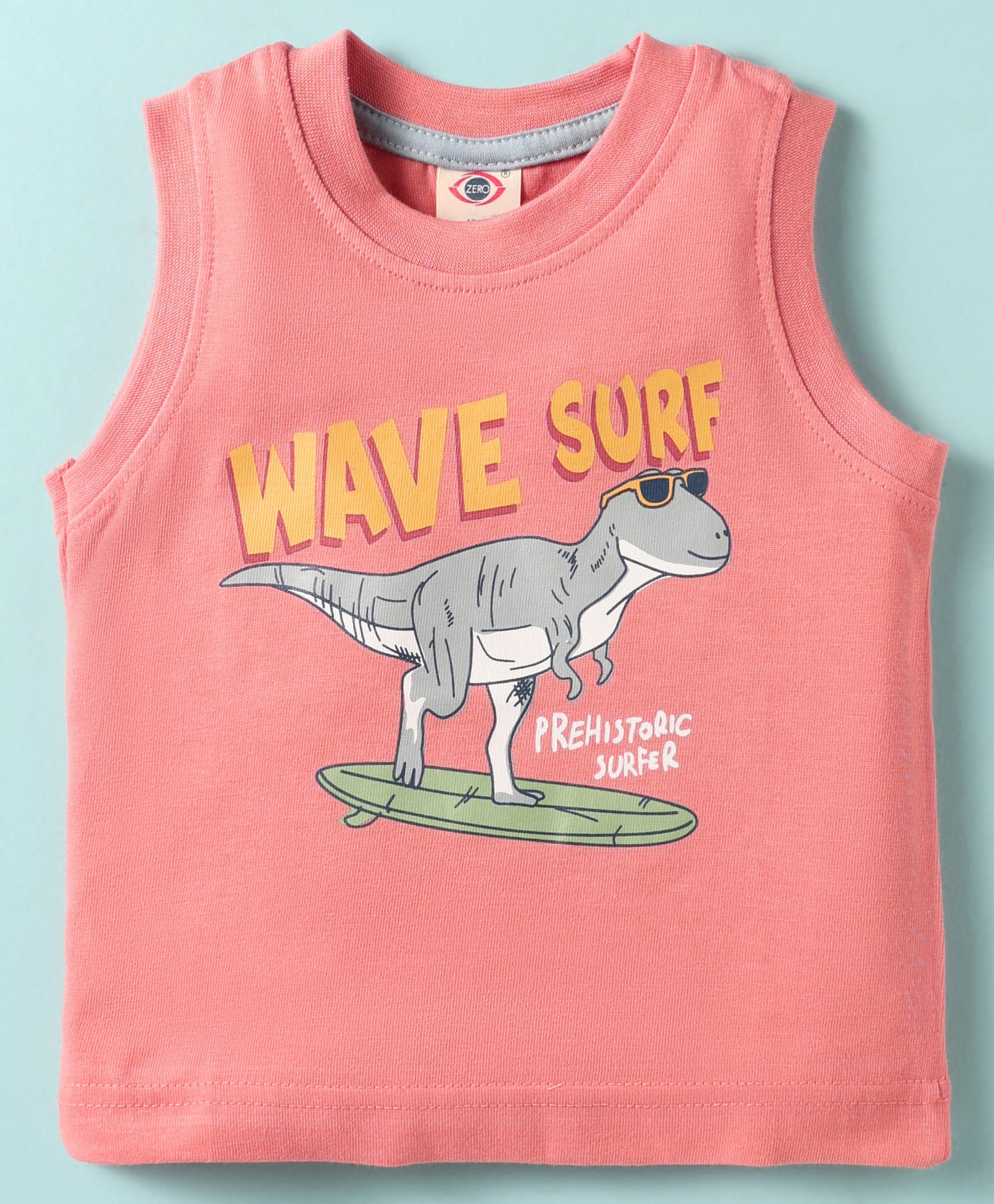 Zero Sinker Knit Sleeveless Vest With Wave Surf Text Print - Pink-picture-39