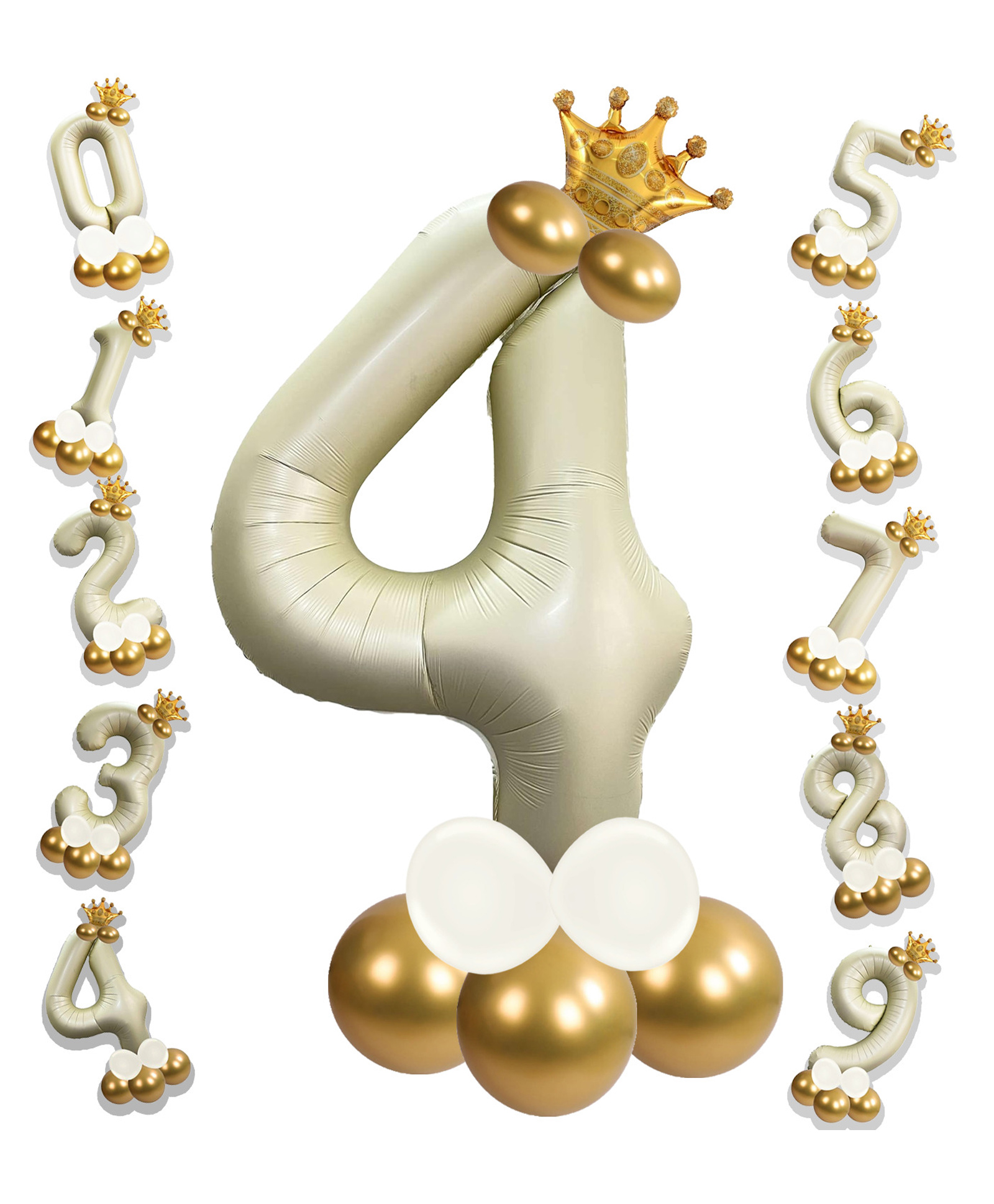 Cream Color 4 Number Foil Balloon