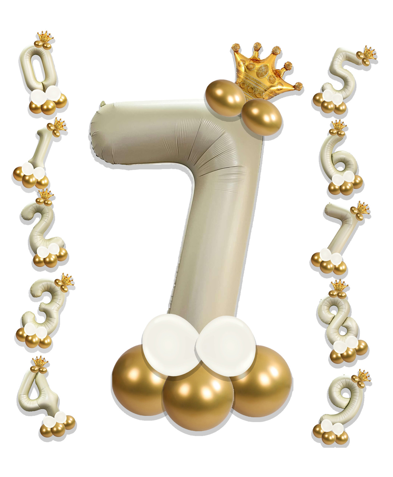 cream color 7 number foil balloon