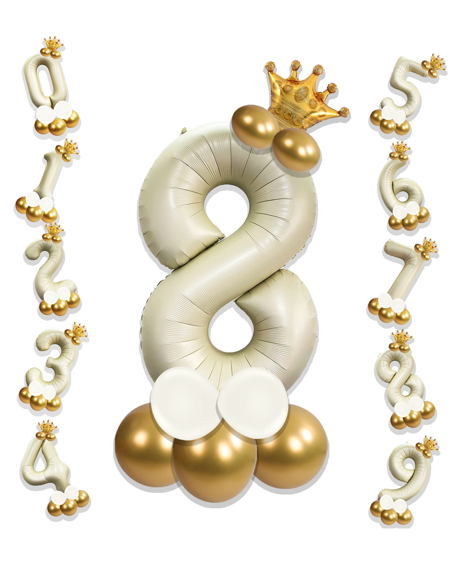 Cream Color 8 Number Foil Balloon-image-7