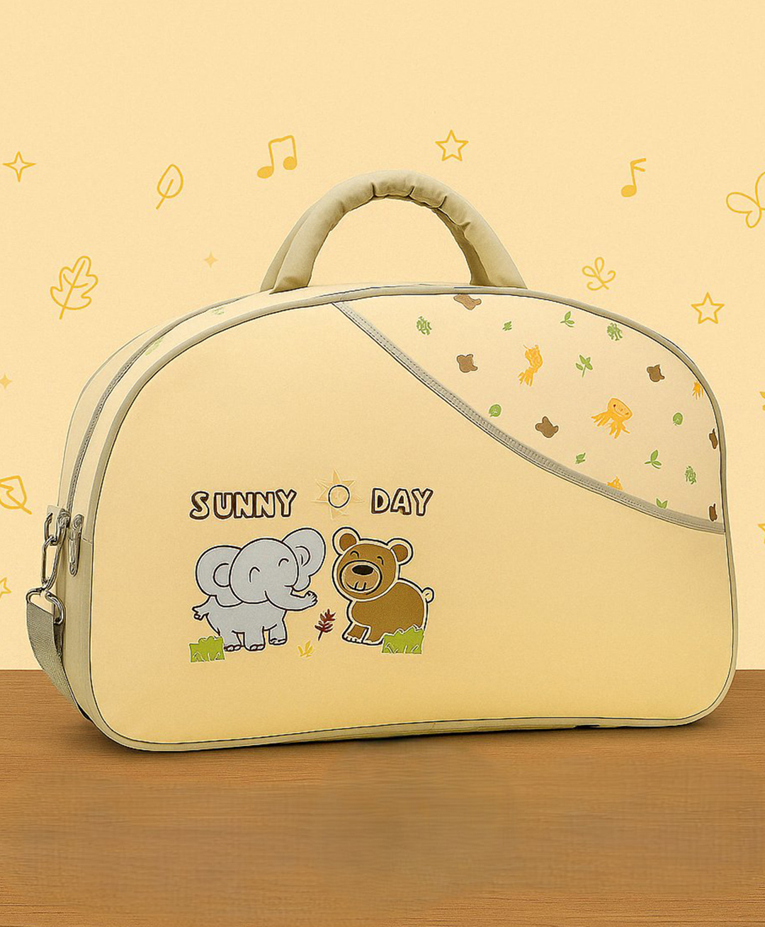 Badal Kidz Unique Ideas New Born Baby Multipurpose Polyester Diaper/Mother Bag with Holder Diaper Changing Multi Compartment - Cream-image-8