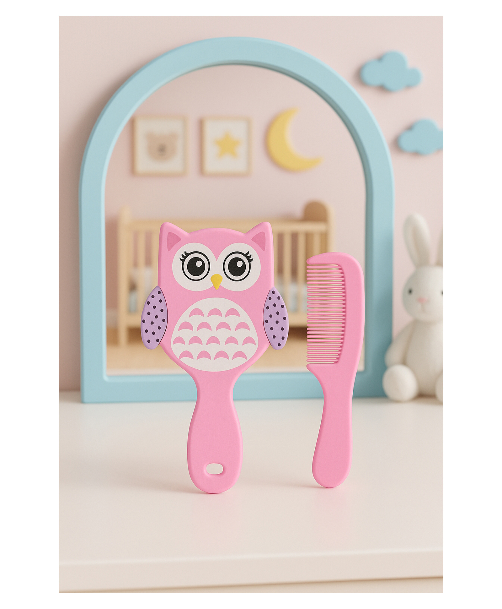 Badal Kidz Baby Hair Brush and Comb Combo for Newborn and Toddler Grooming - Pink-image-31