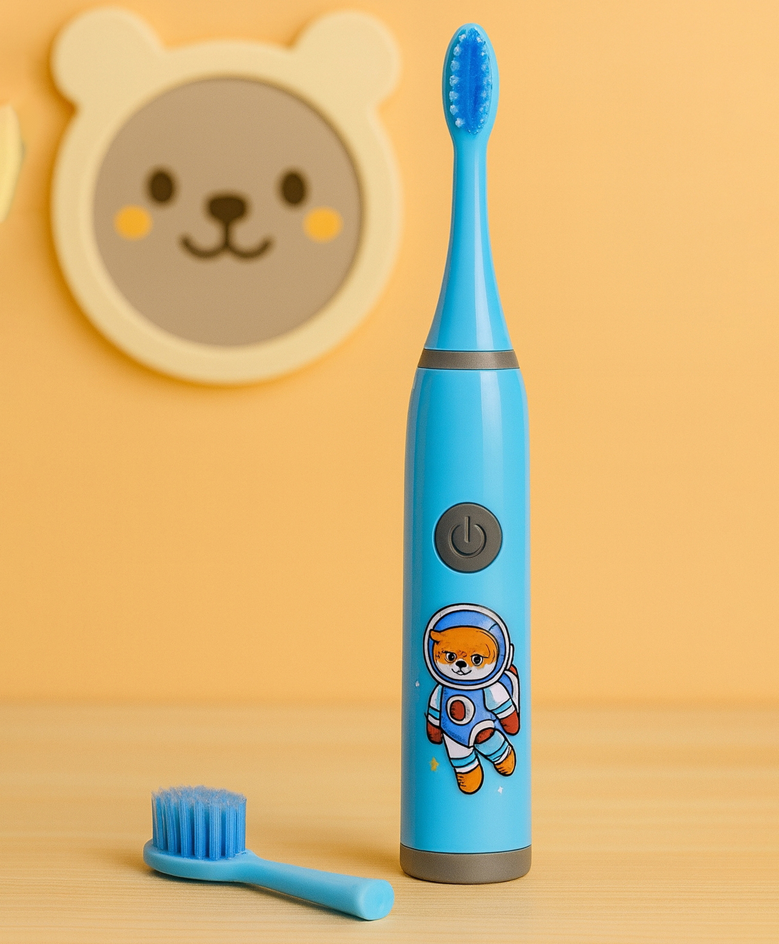 Badal kidz children's electric toothbrush with cartoon characters, soft bristles battery operated kids cartoonic - blue