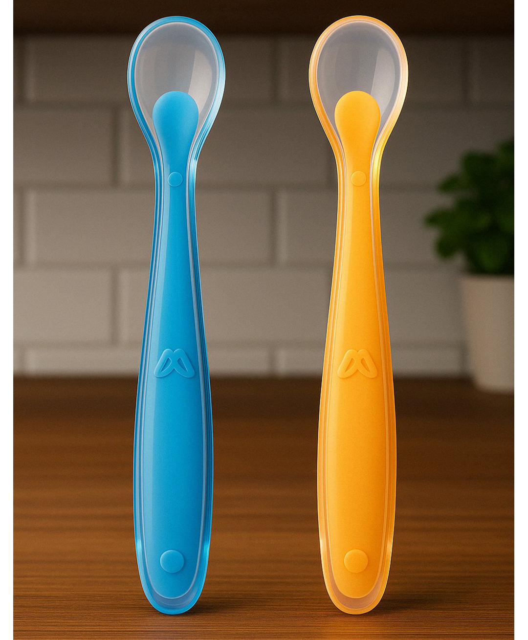 Badal Kidz Feeding Spoon With Ultra Supple 100% Silicone Tip,Bpa Free - Orange & Blue (Pack Of 2)-image-39