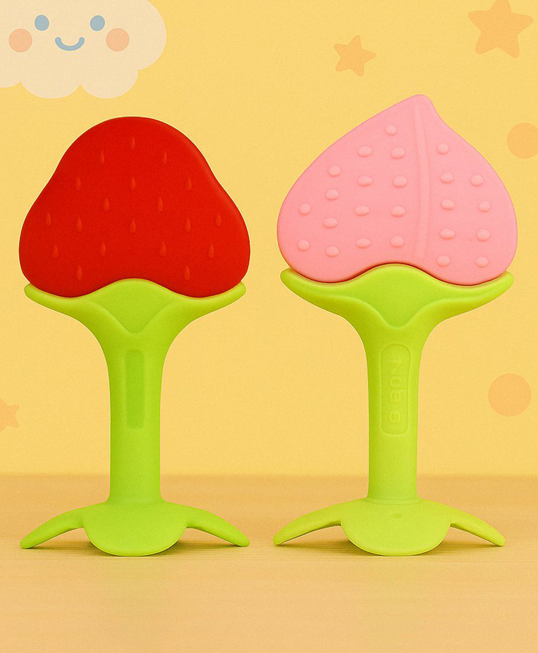 Badal Kidz Silicone BPA Free Natural Tree Shape Teether 100% Bpa Free Non Toxic - Red & Peach (Pack Of 2)-picture-20